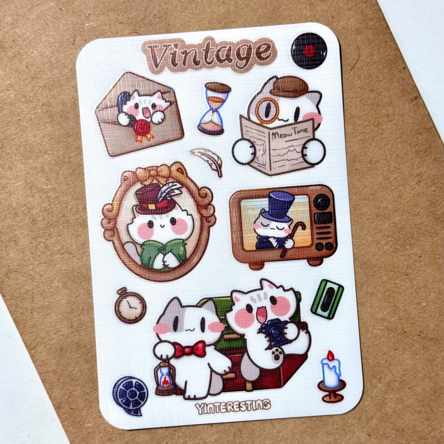 Vintage meow Sticker sheet