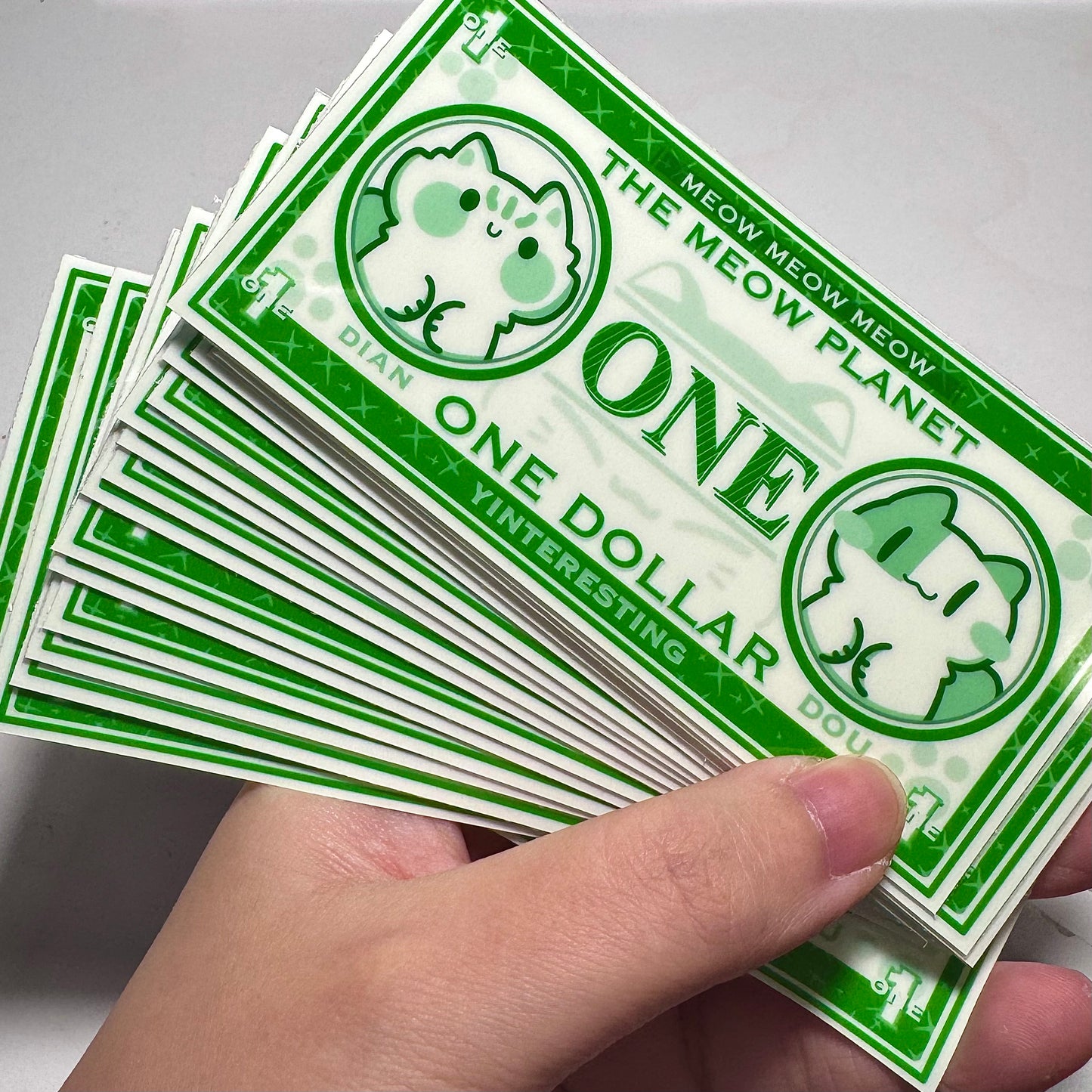 Meow Dollar Glow in the Dark Sticker