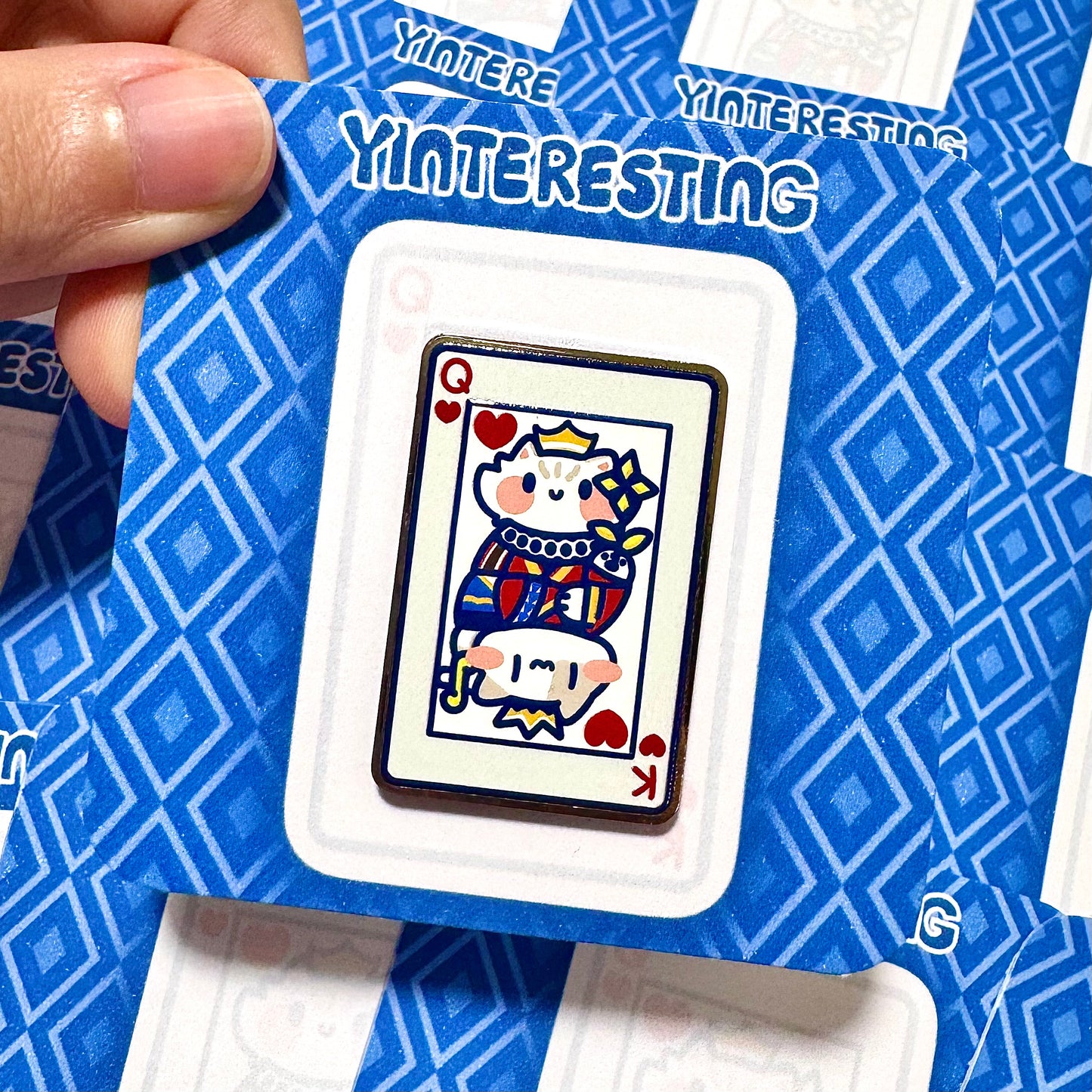 King and Queen Card Hard Metal Pin