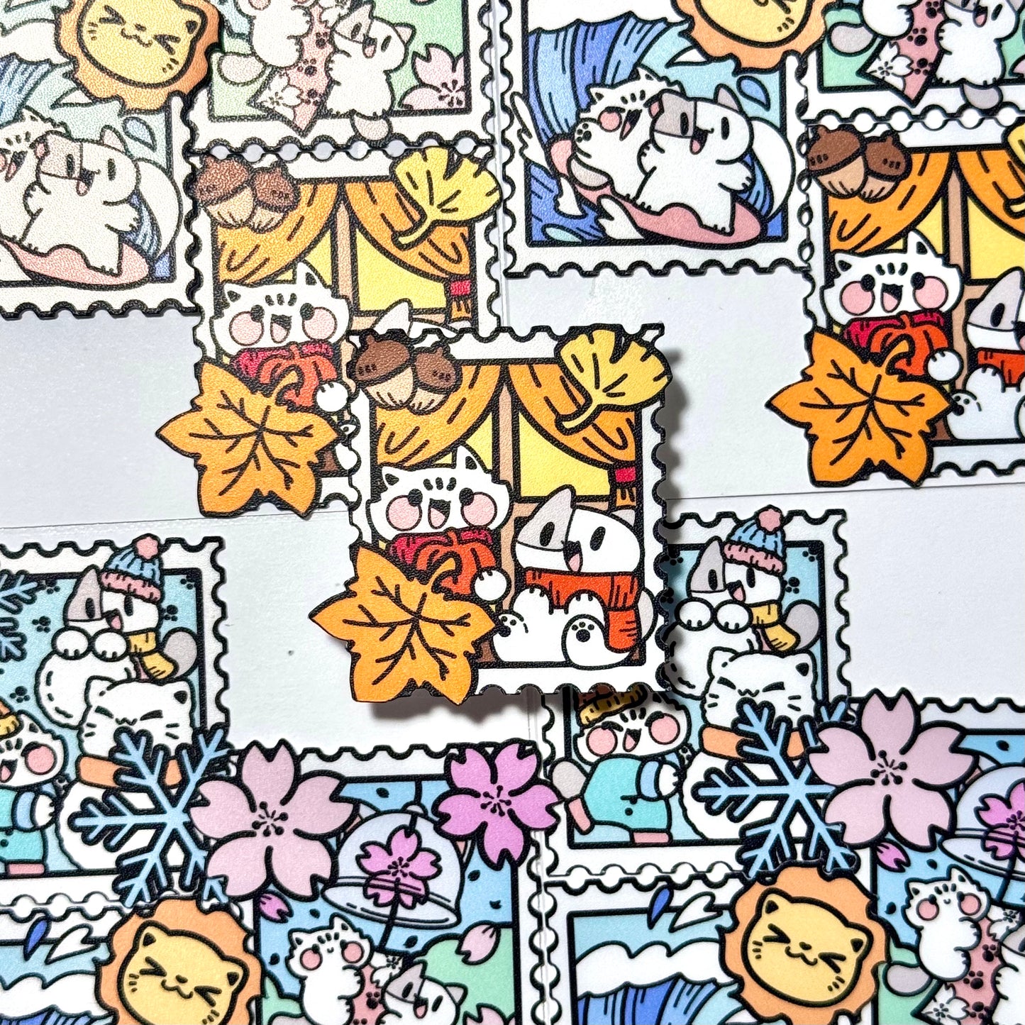 The four seasons meow stamp Sticker Set