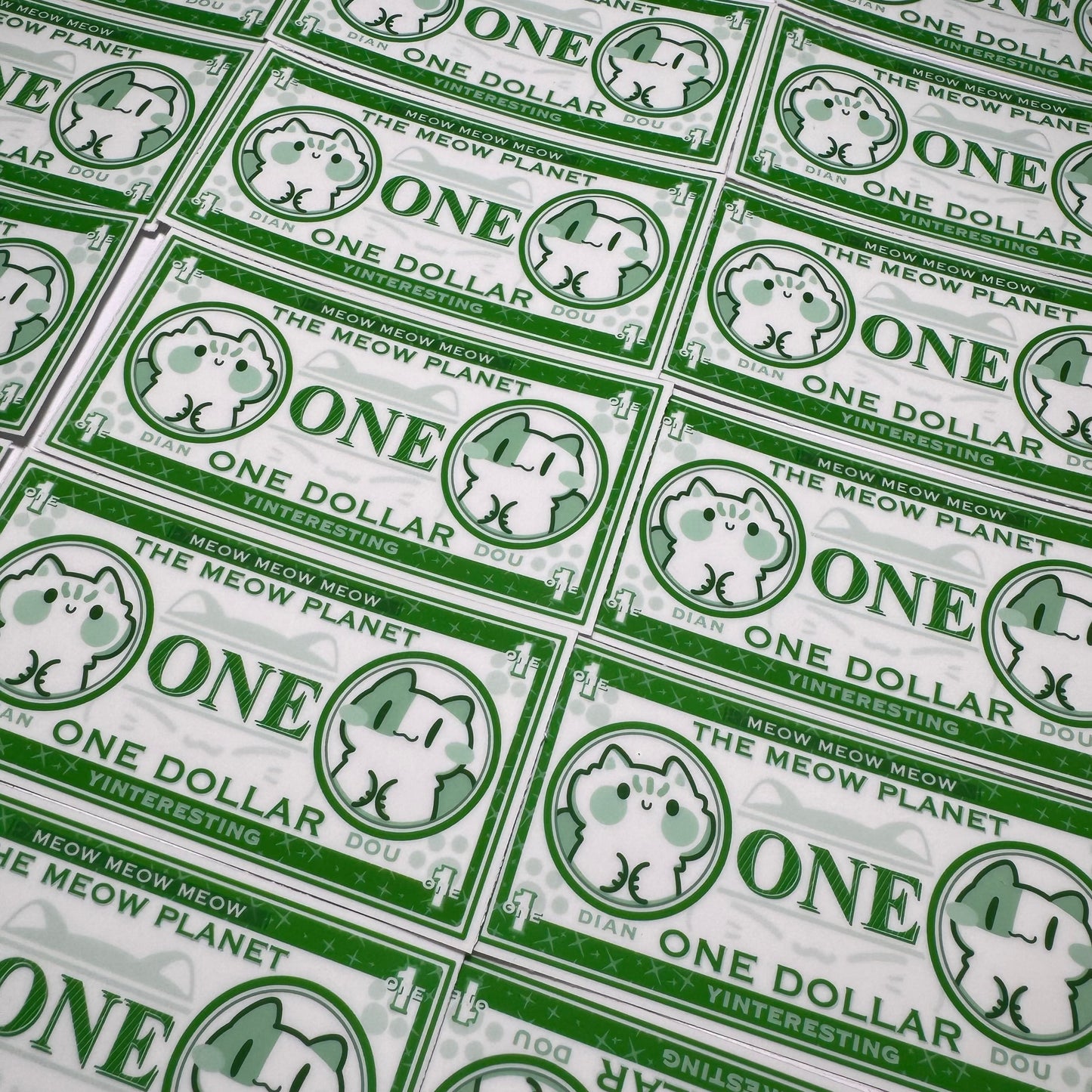Meow Dollar Glow in the Dark Sticker