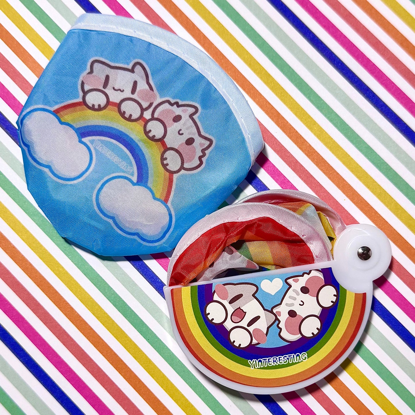 Rainbow meow foldable Fan