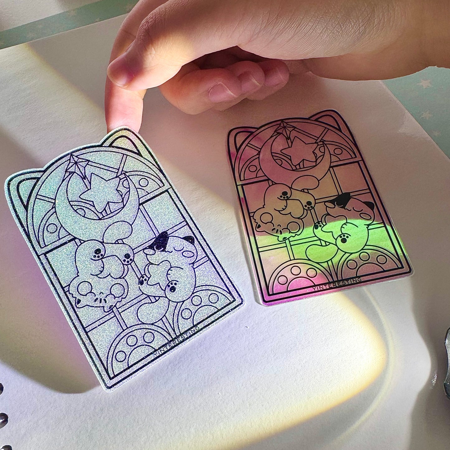 Stained Glass Meows Iridescent Sticker