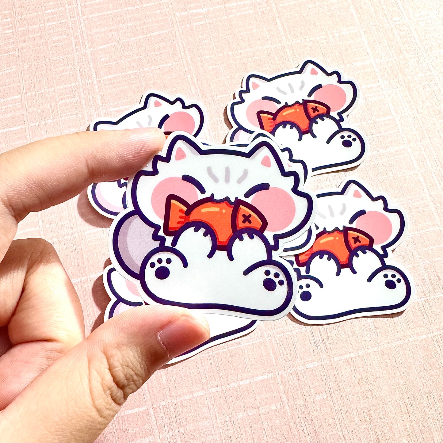 Cats eating fish Stickers
