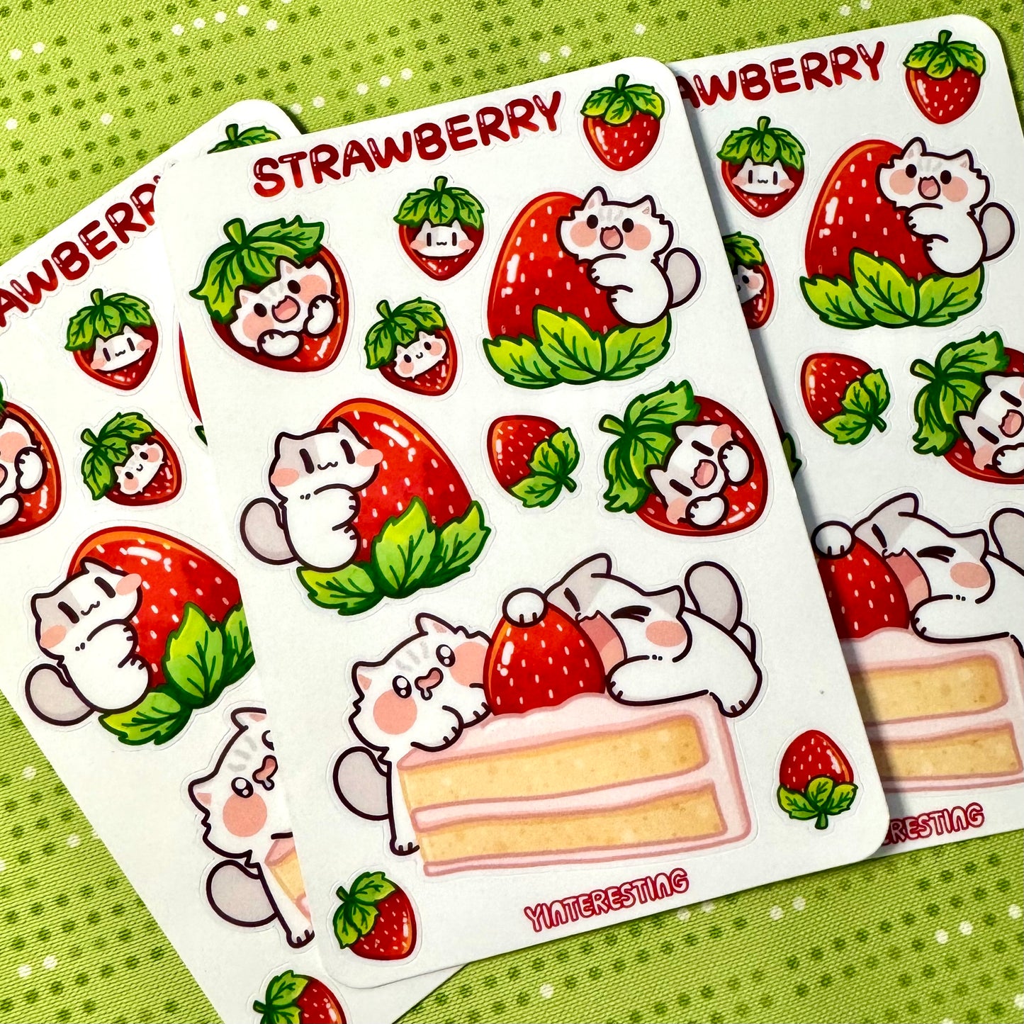 Strawberry meow Sticker Sheet
