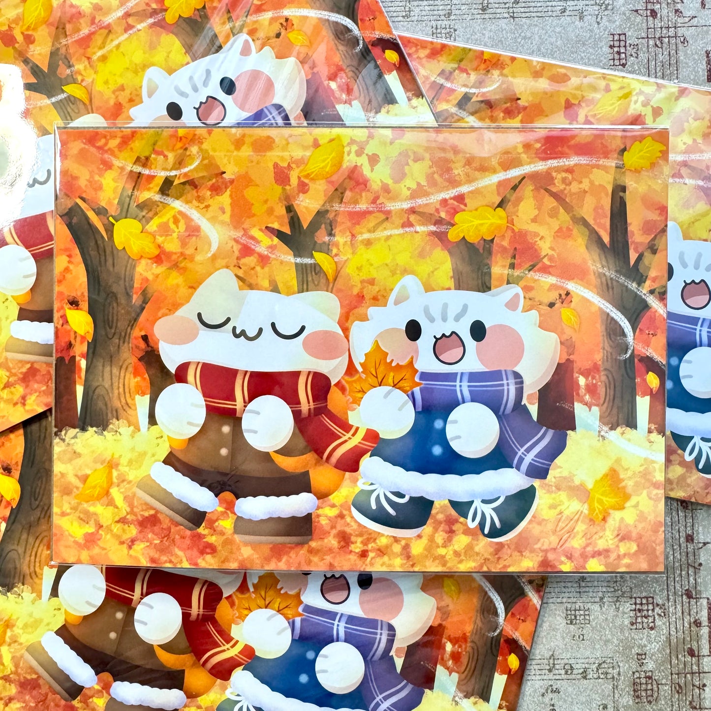 Autumn cats Art Print