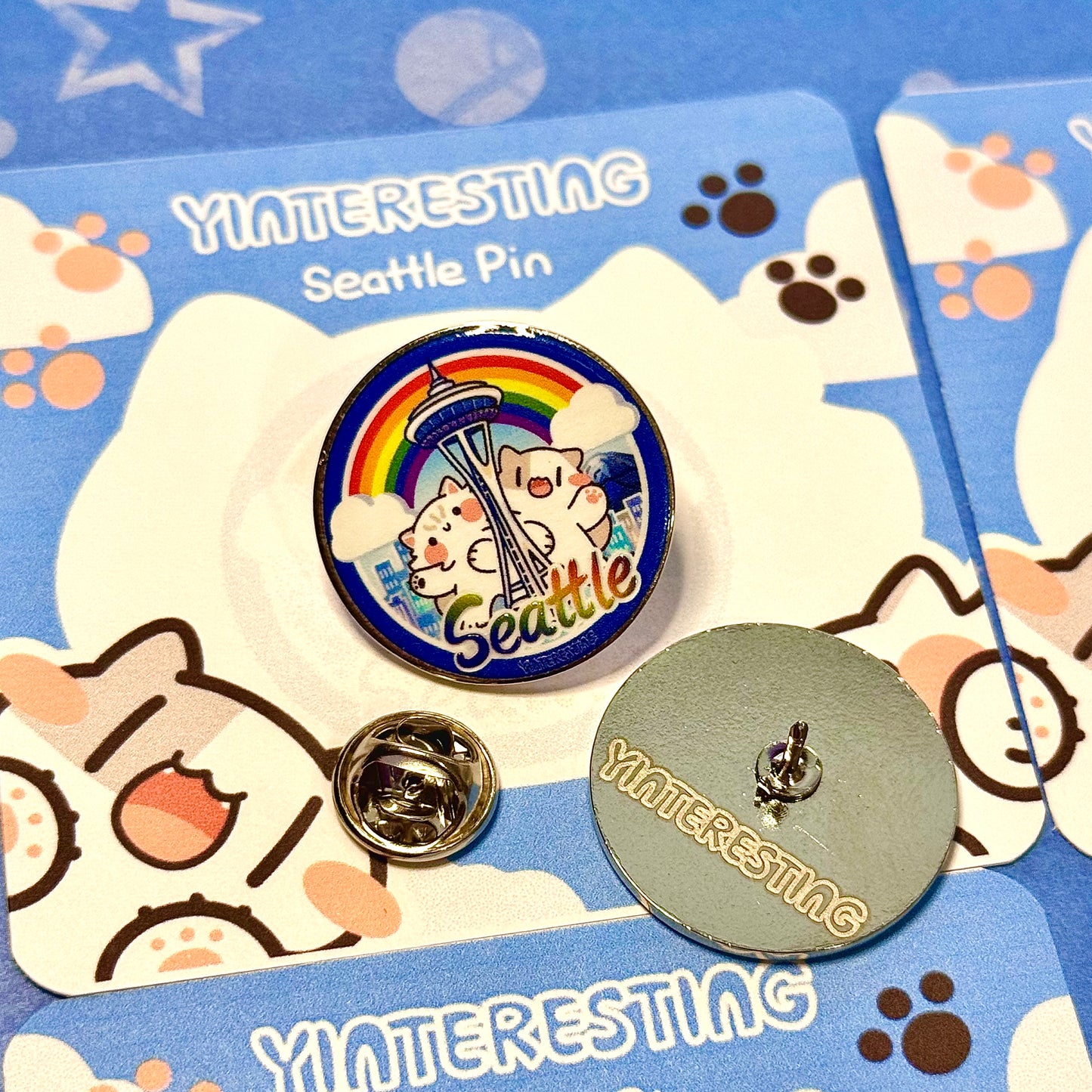 Seattle cute cats Hard Metal Pin