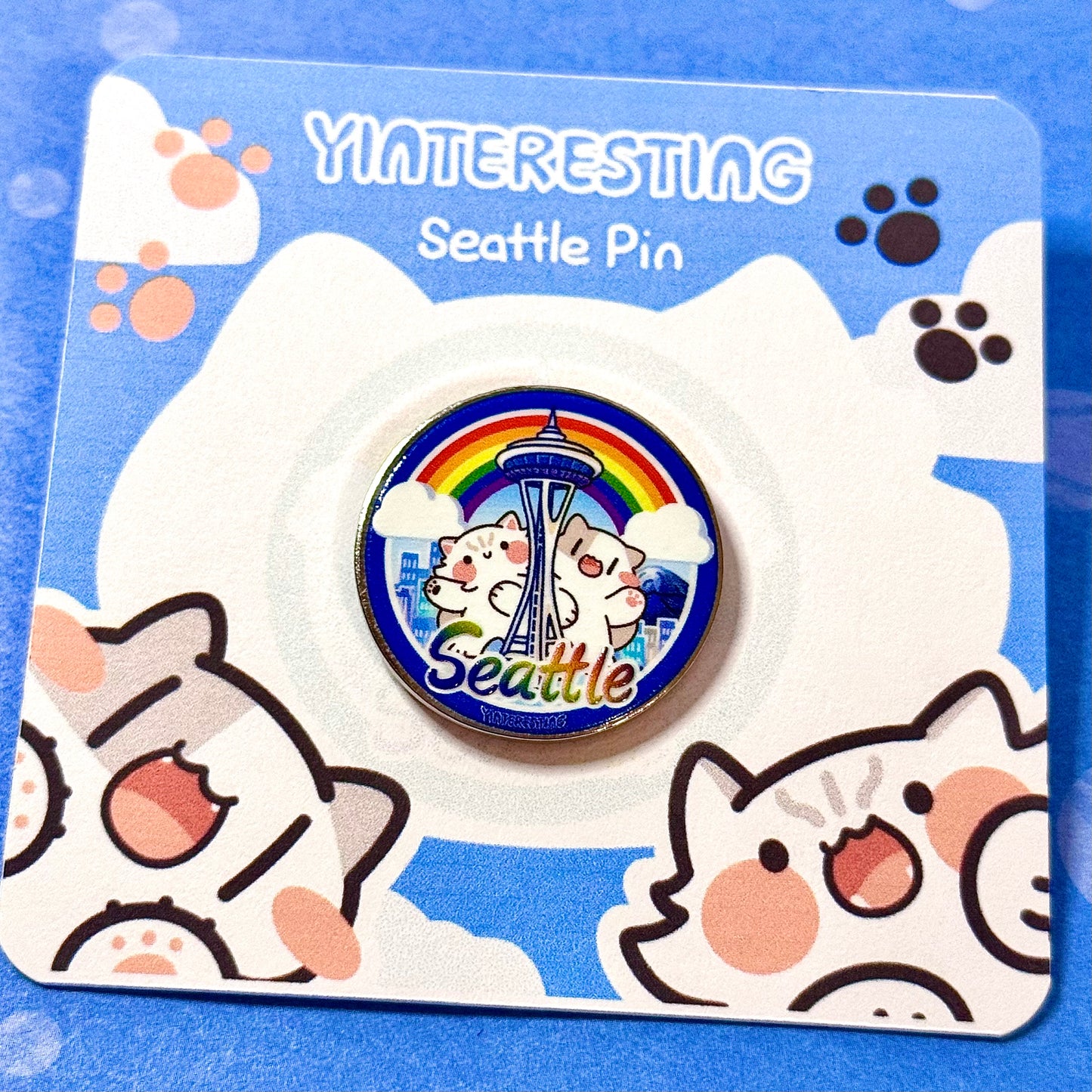 Seattle cute cats Hard Metal Pin