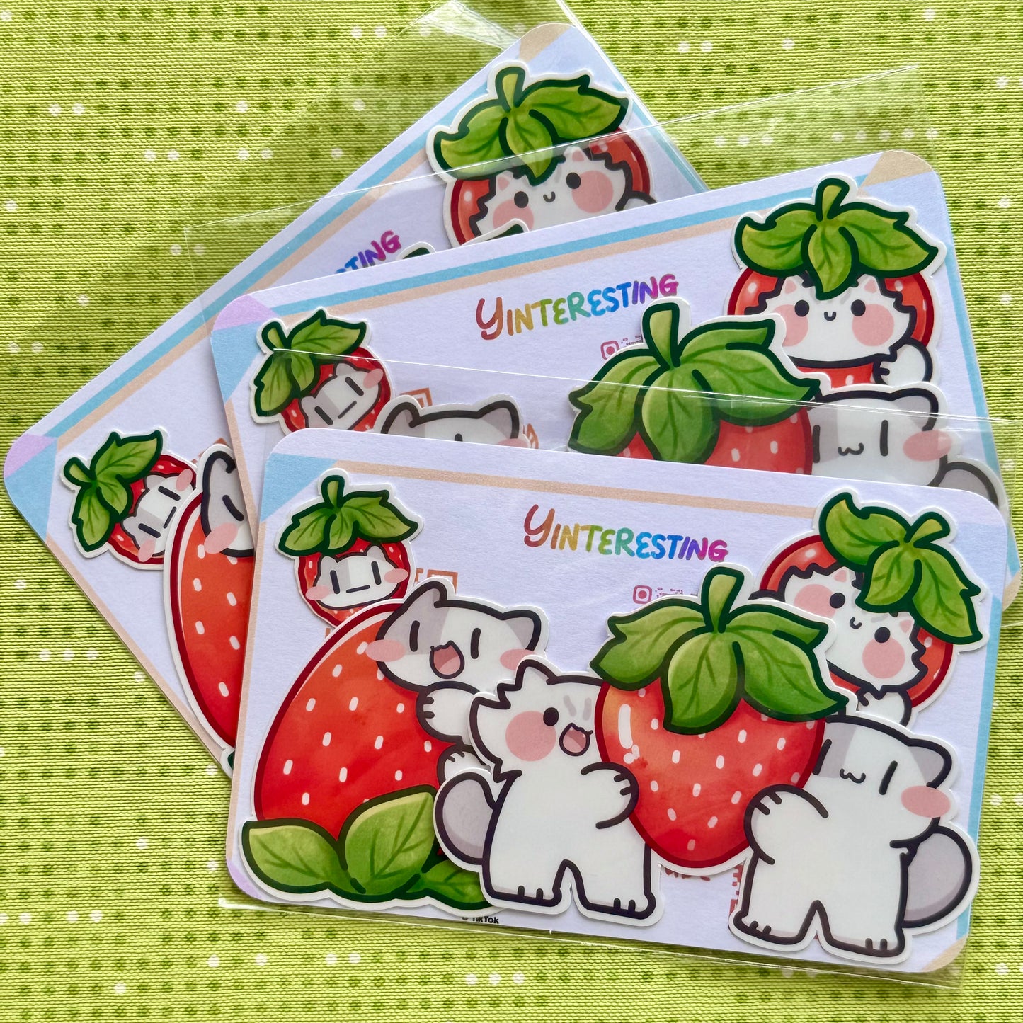 Strawberry meow Sticker Set