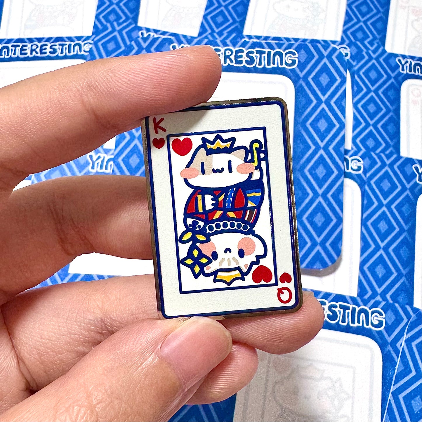 King and Queen Card Hard Metal Pin