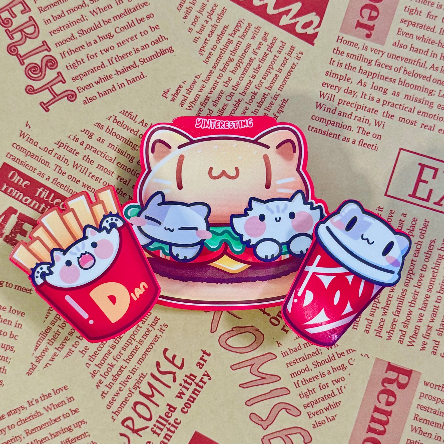 Meow Burger Combo Cat Stickers