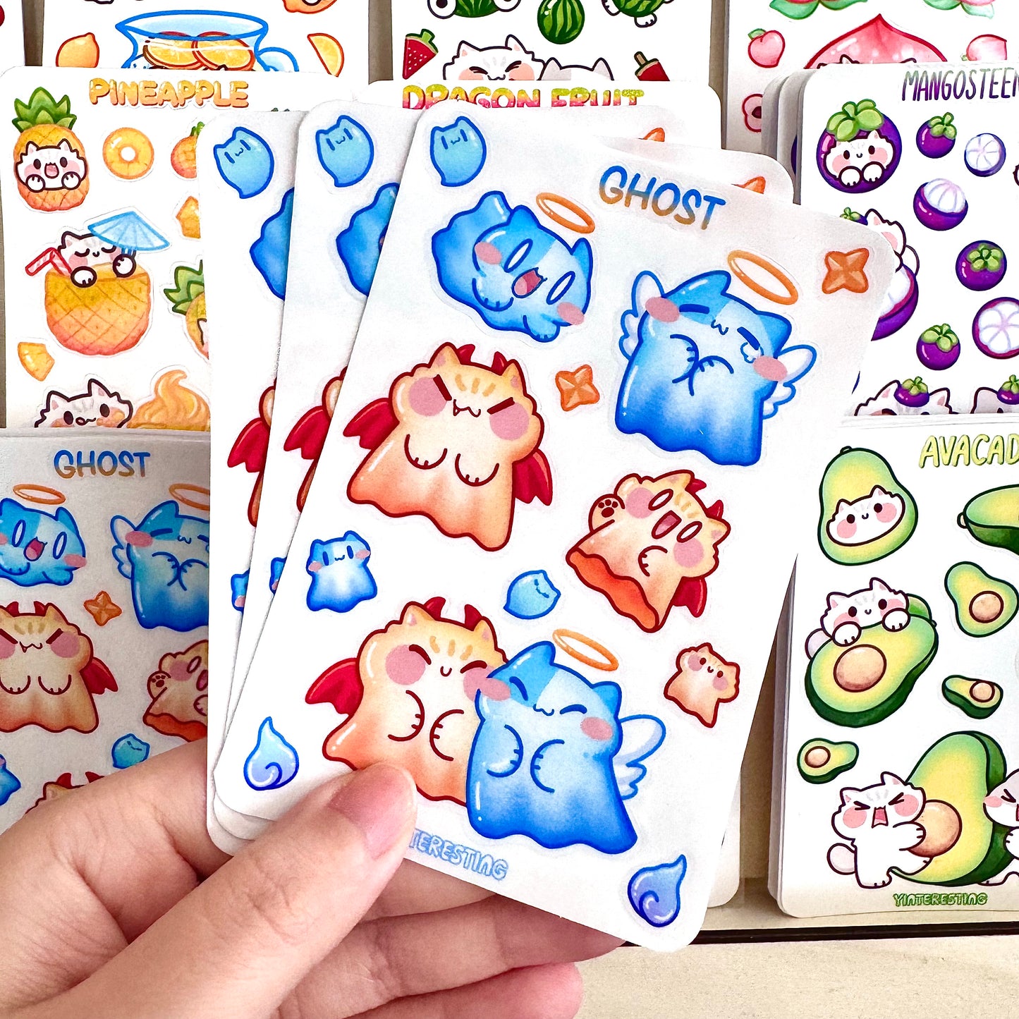 Transparent Ghost meow Sticker Sheet