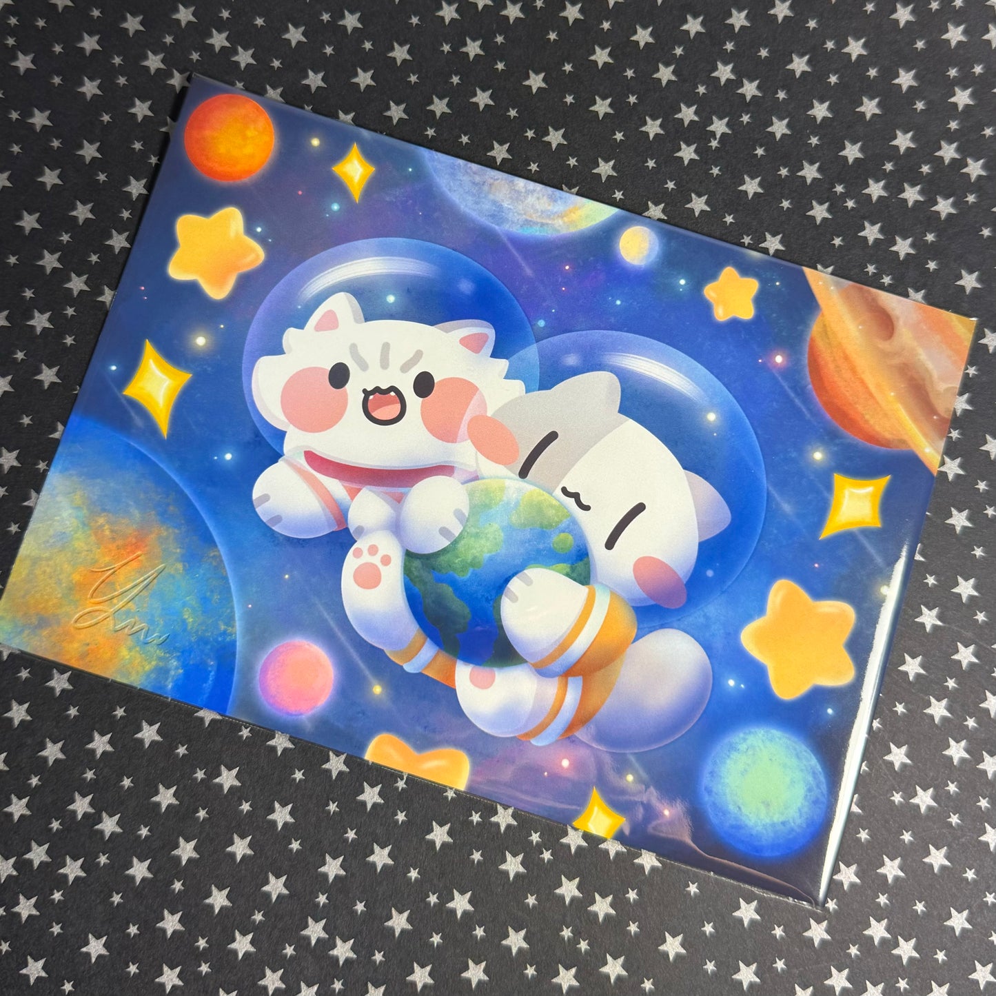 Astronauts space cats Art Print and Sticker
