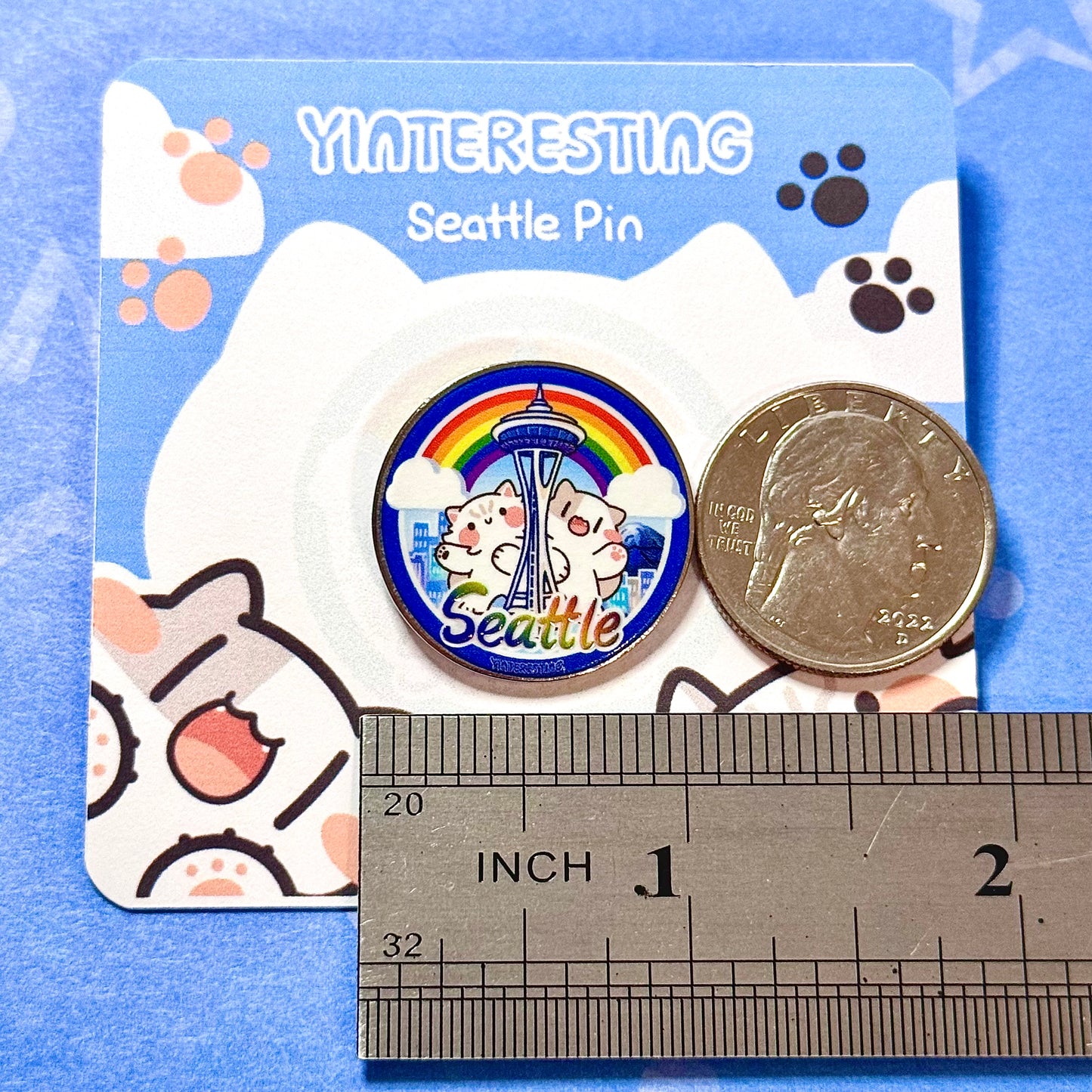 Seattle cute cats Hard Metal Pin