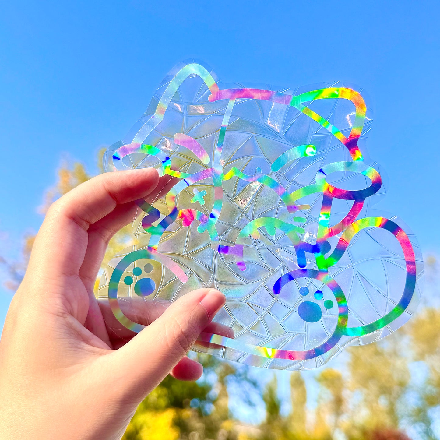 Cute cat eating fish Suncatcher