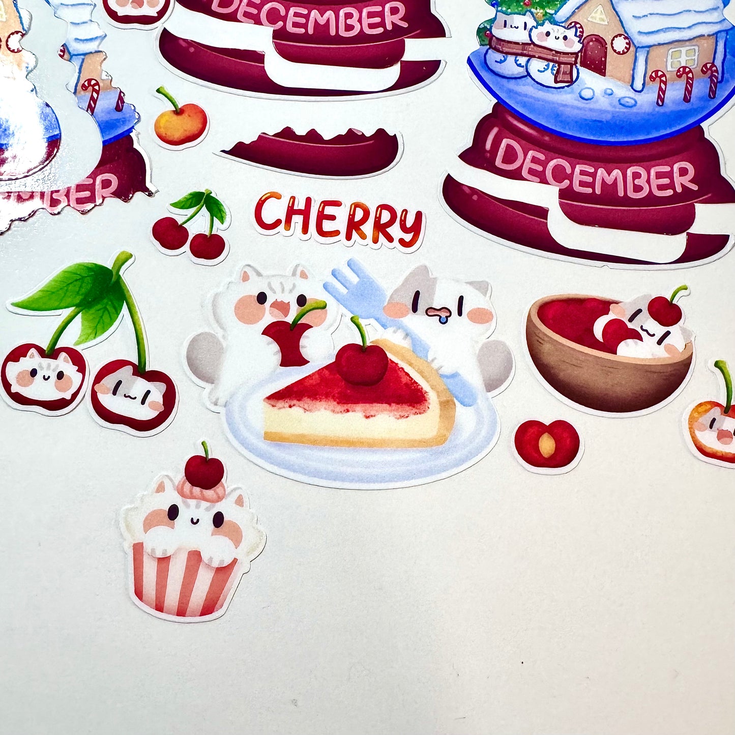 Cherry meow Sticker Sheet