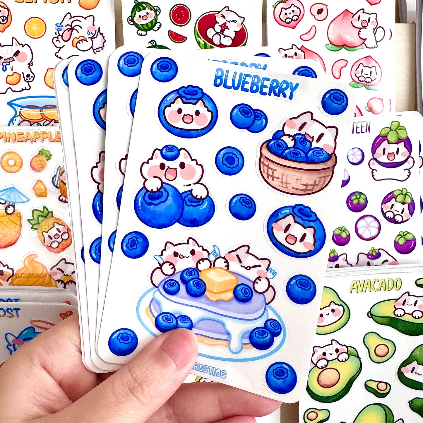 Blueberry meow Sticker Sheet
