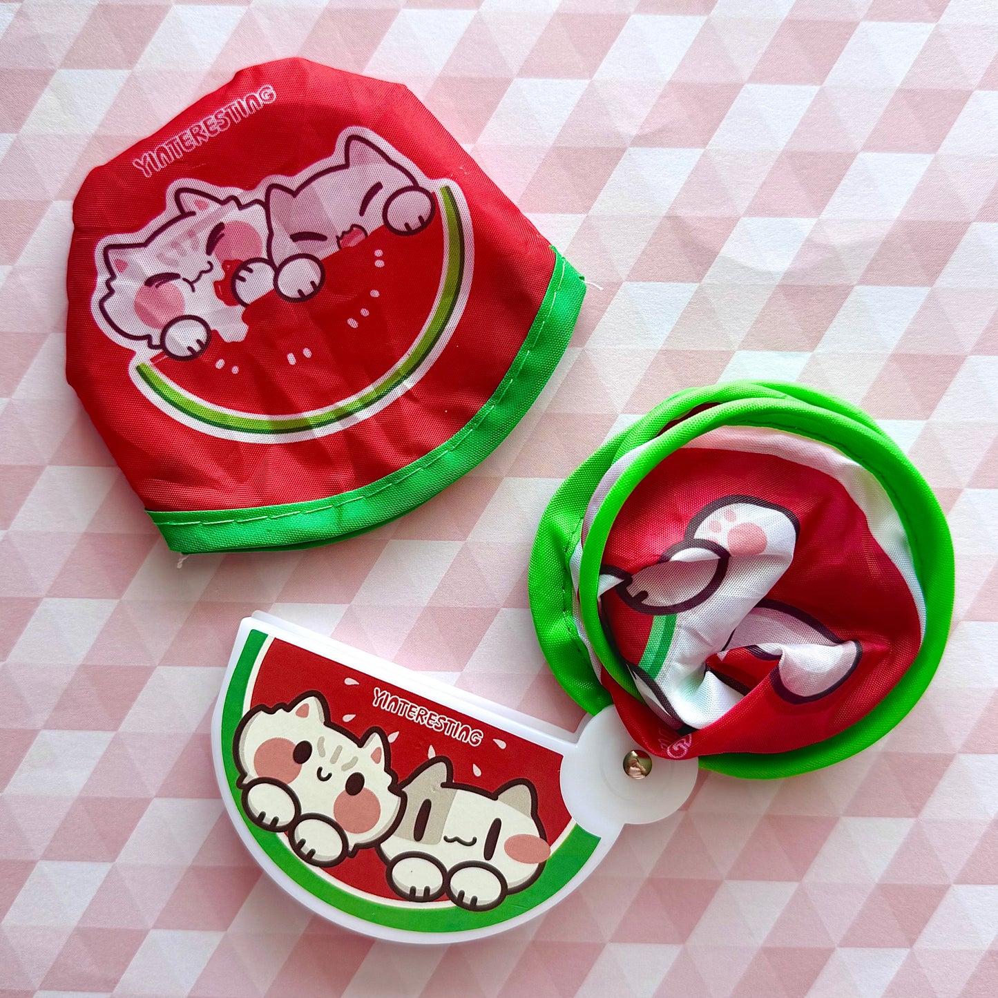 Watermelon meow foldable Fan