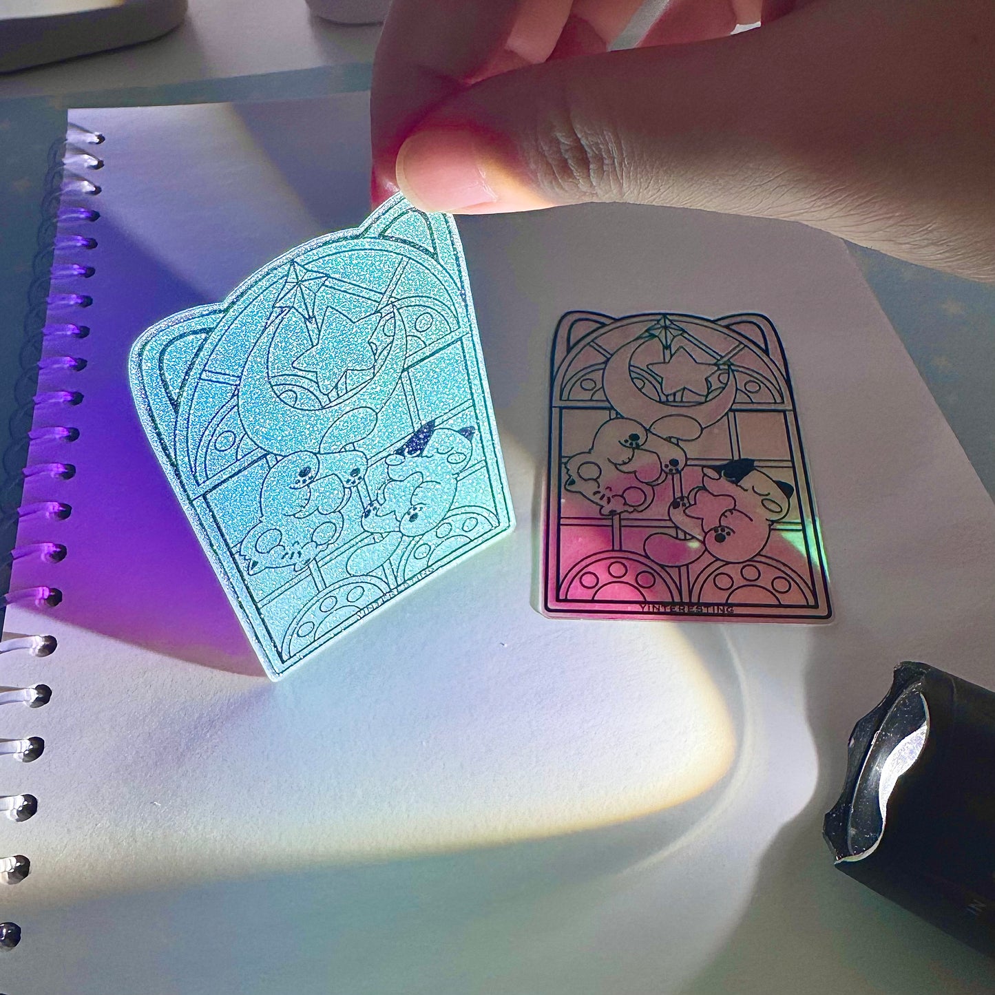 Stained Glass Meows Iridescent Sticker