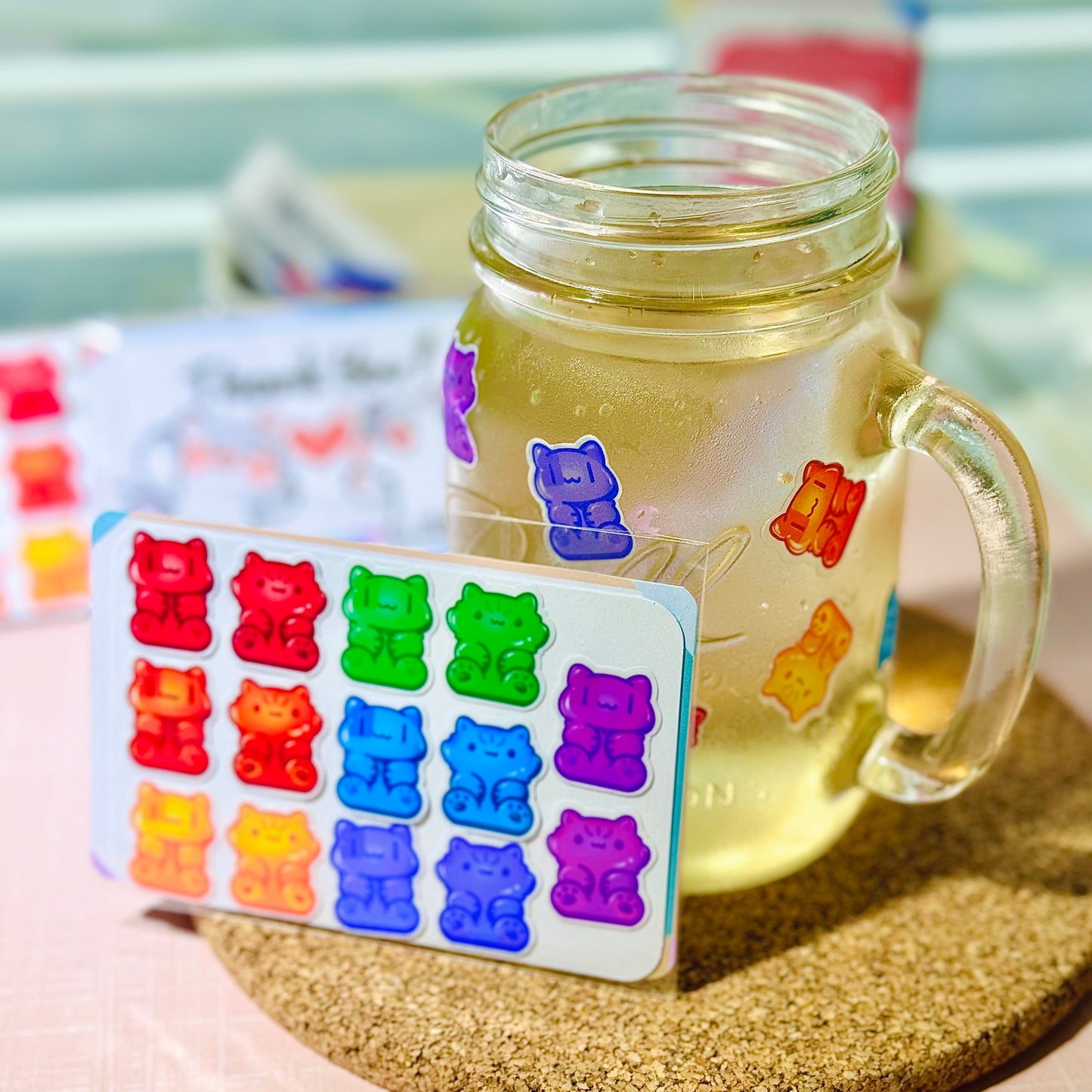 Gummy Cats clear Sticker Set