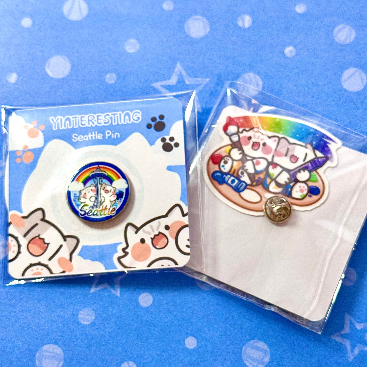 Seattle cute cats Hard Metal Pin