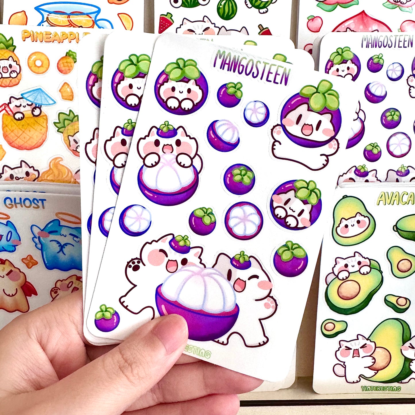 Mangosteen meow Sticker Sheet