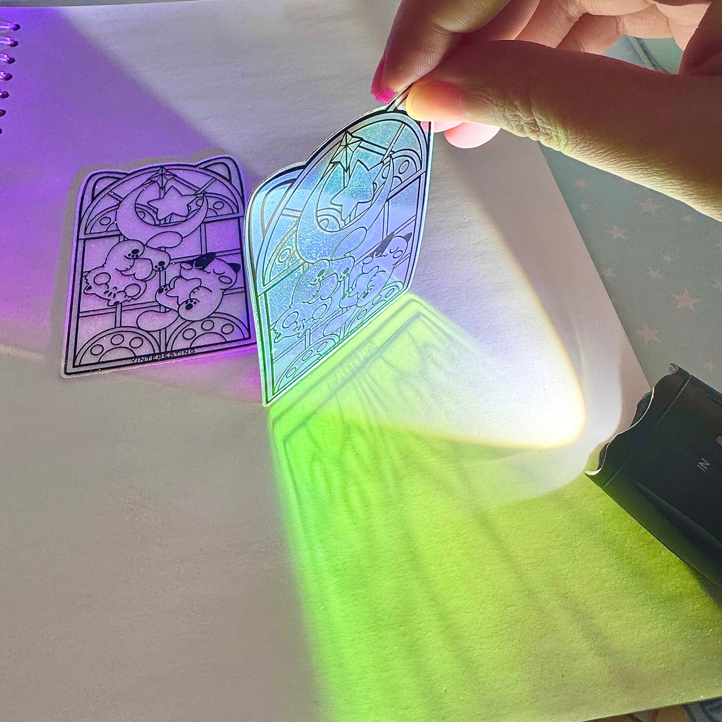 Stained Glass Meows Iridescent Sticker