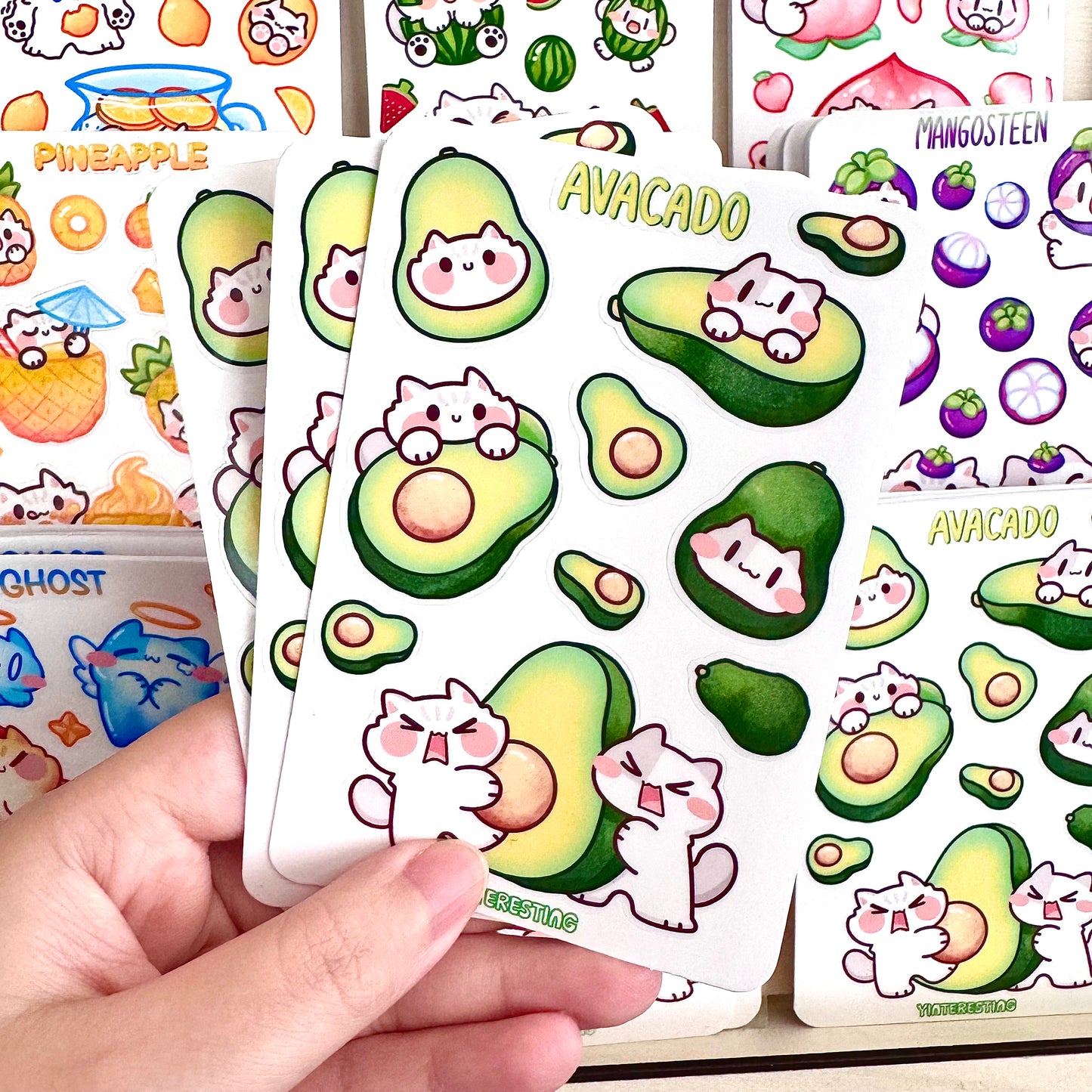 Avocado meow Sticker Sheet