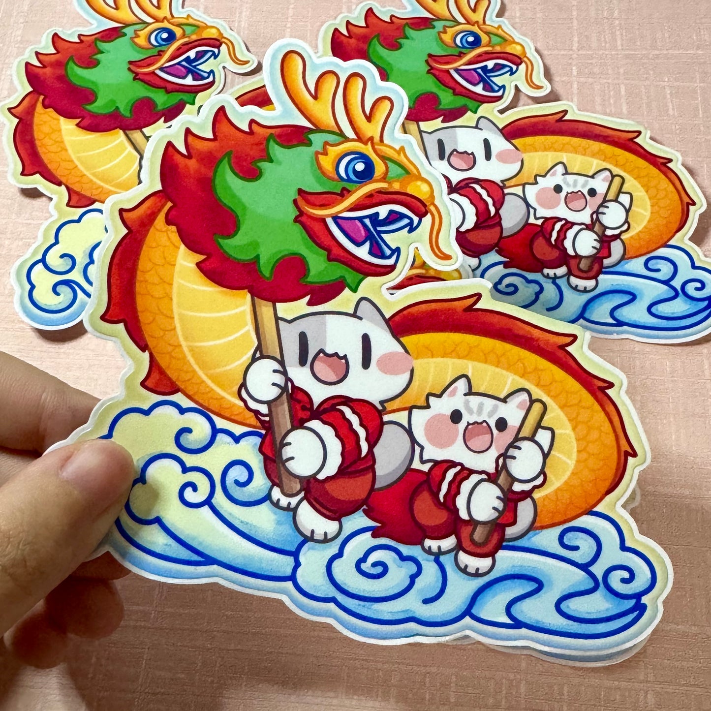 Chinese Dragon Dance Cat Sticker