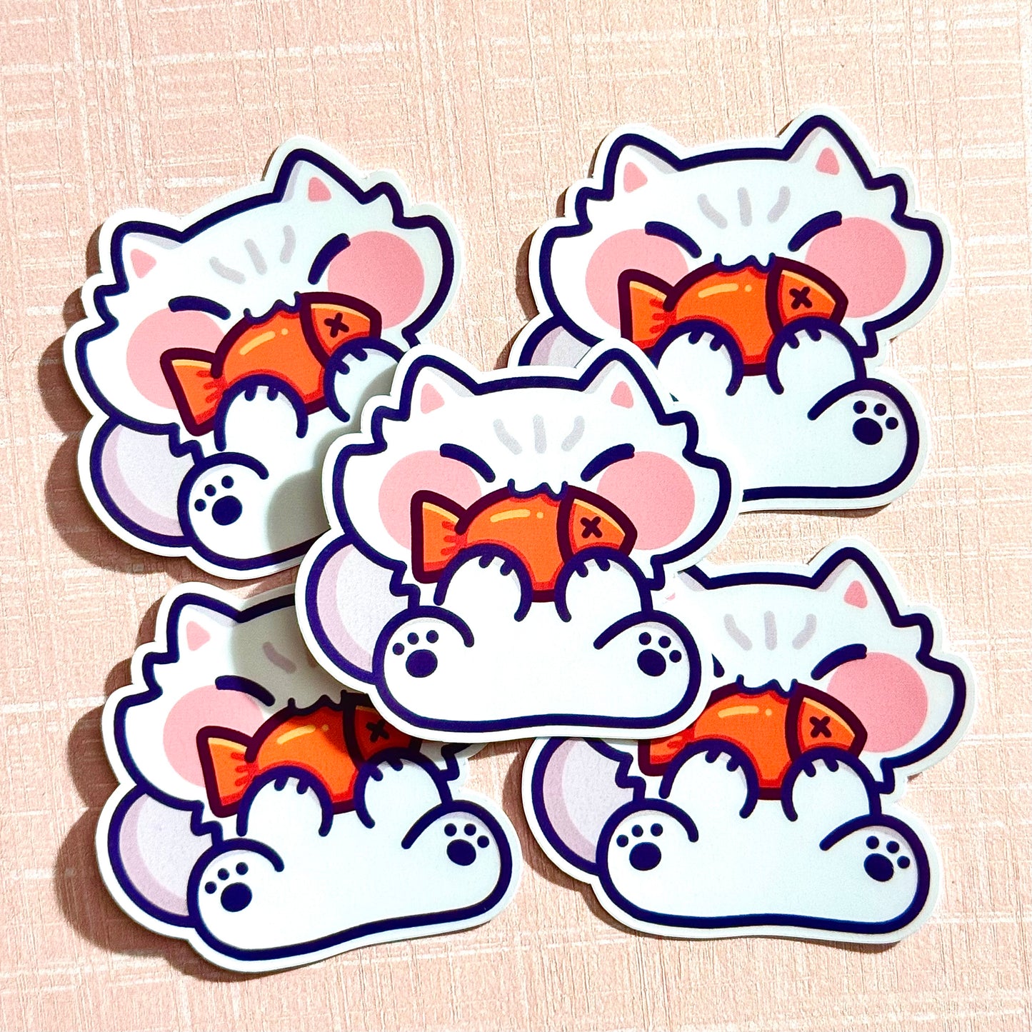 Cats eating fish Stickers