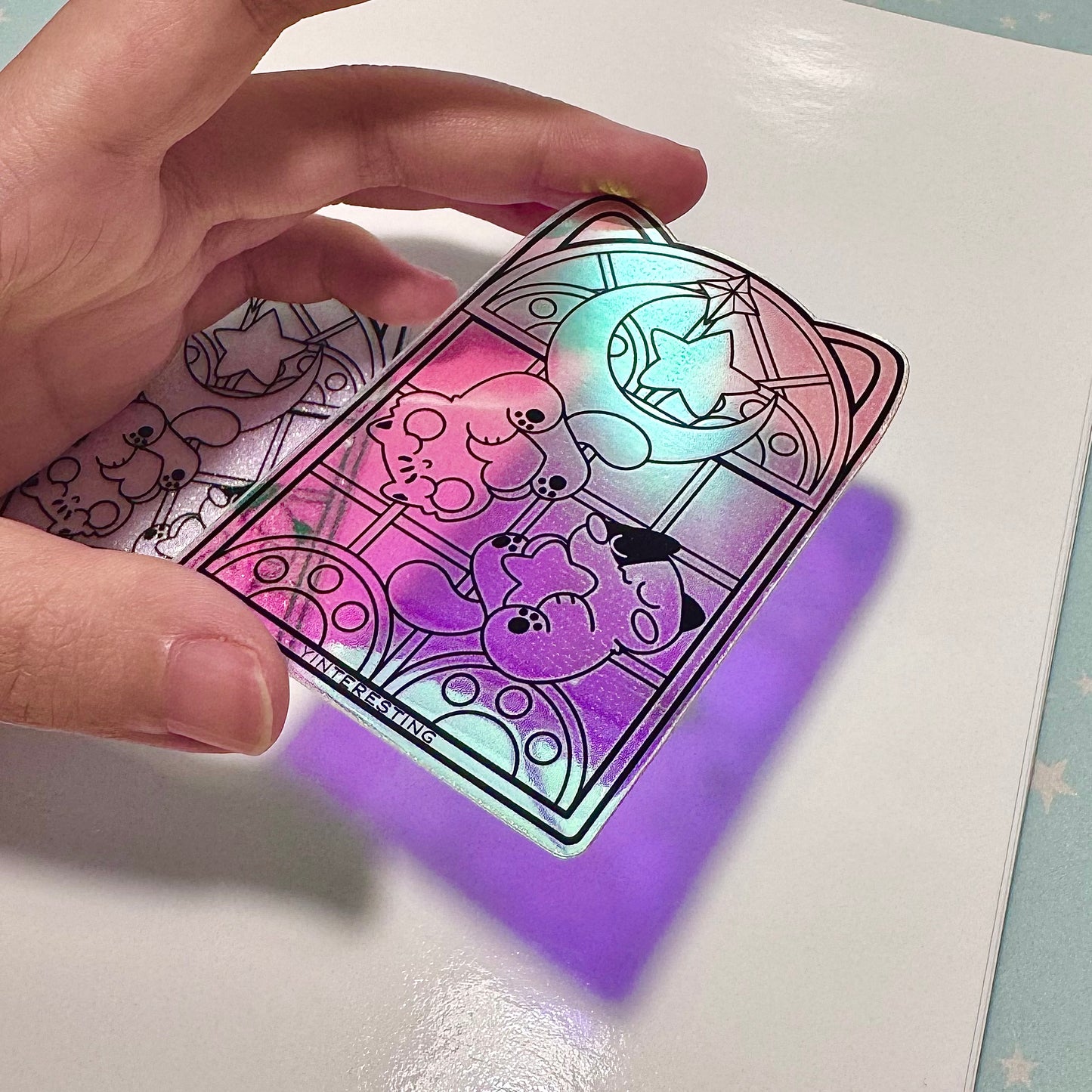 Stained Glass Meows Iridescent Sticker