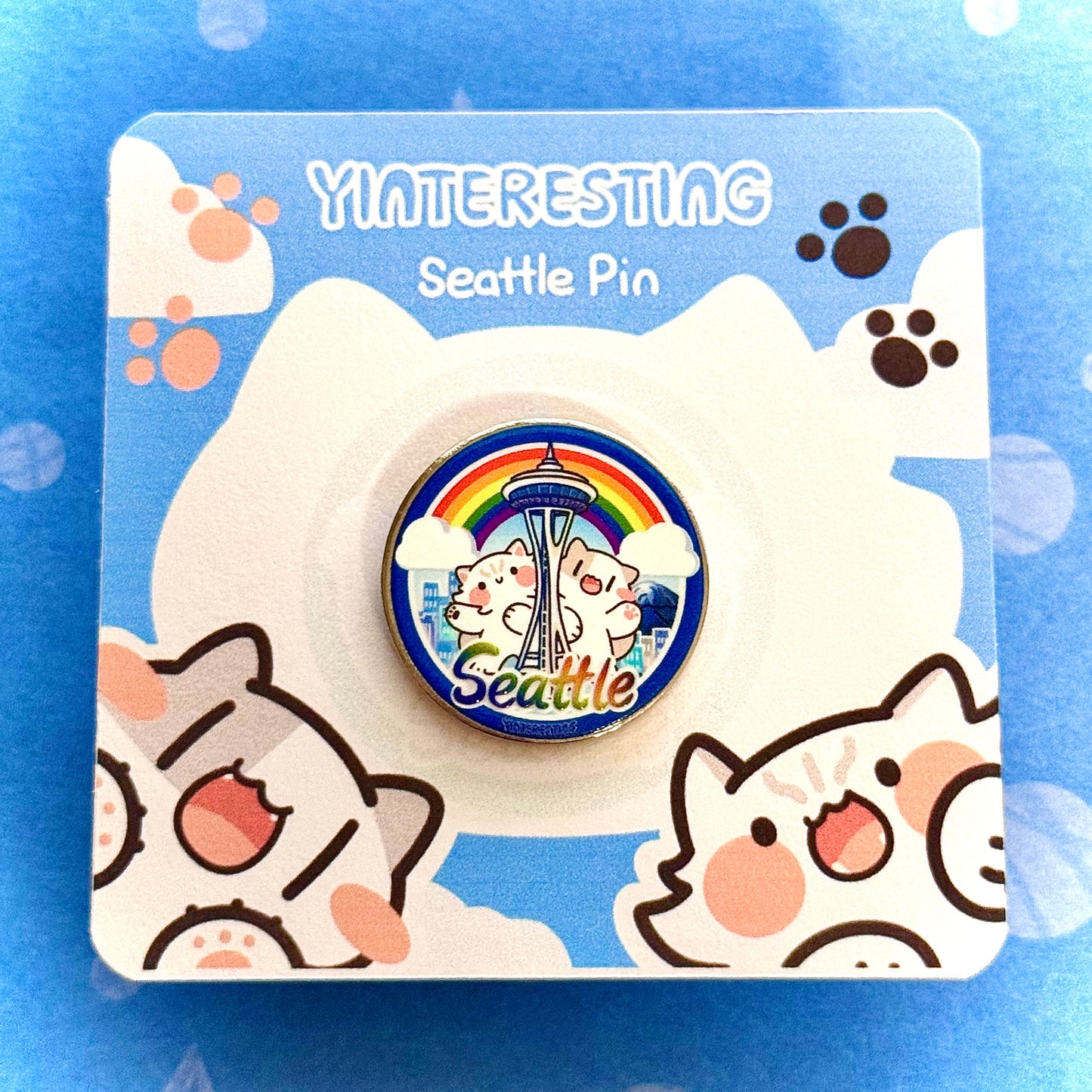 Seattle cute cats Hard Metal Pin