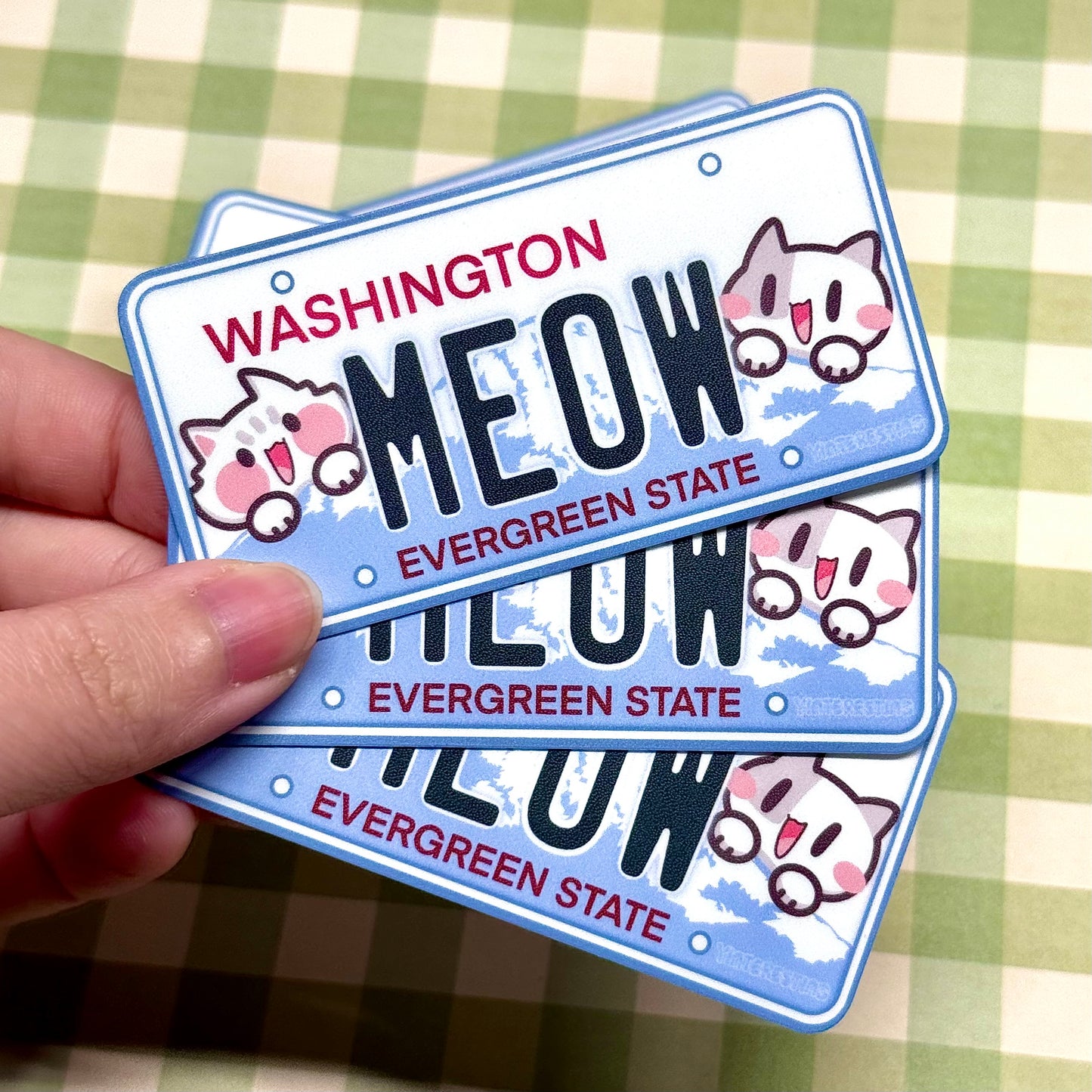 Washington License plate meow Sticker