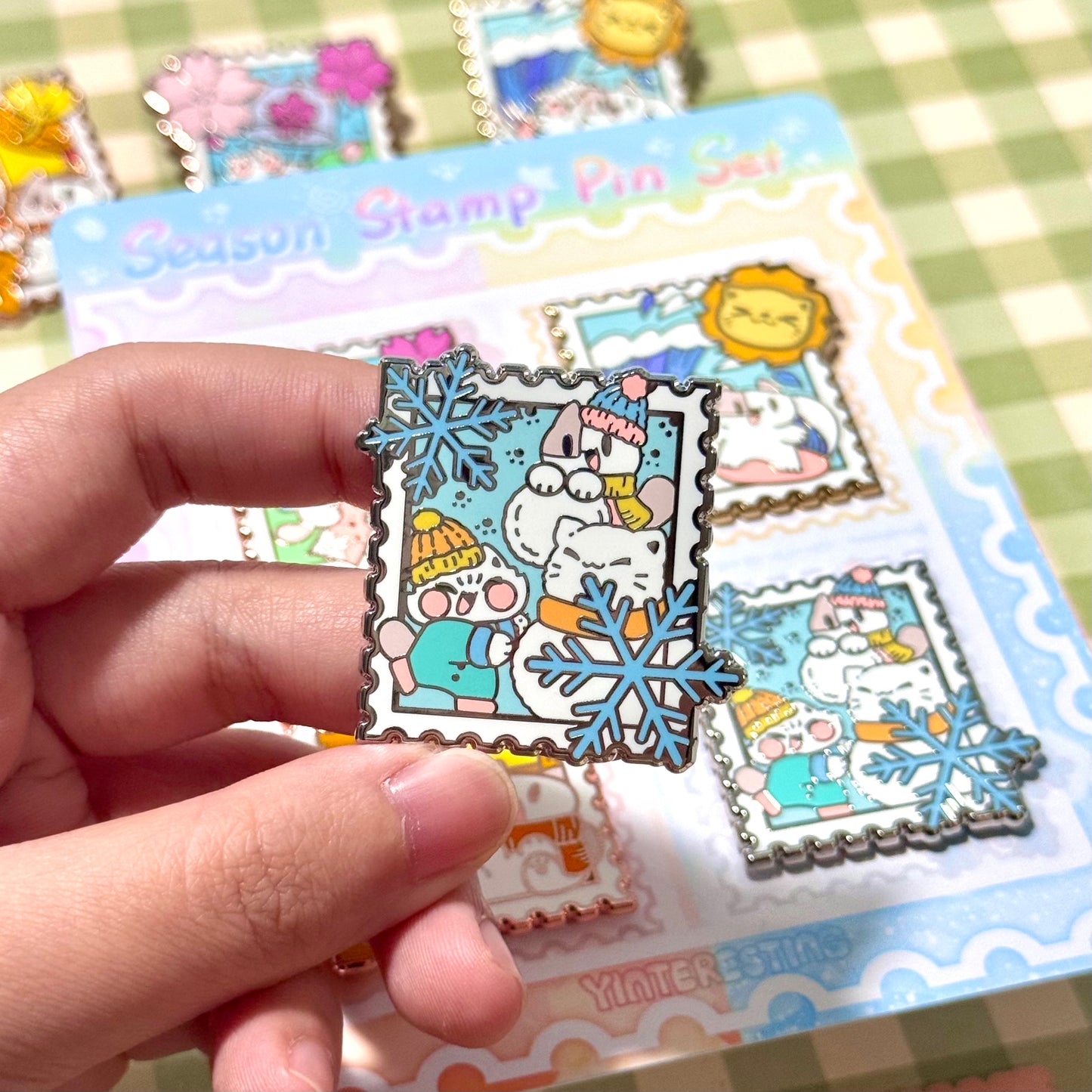 Four Season Stamp Enamel Pin Set