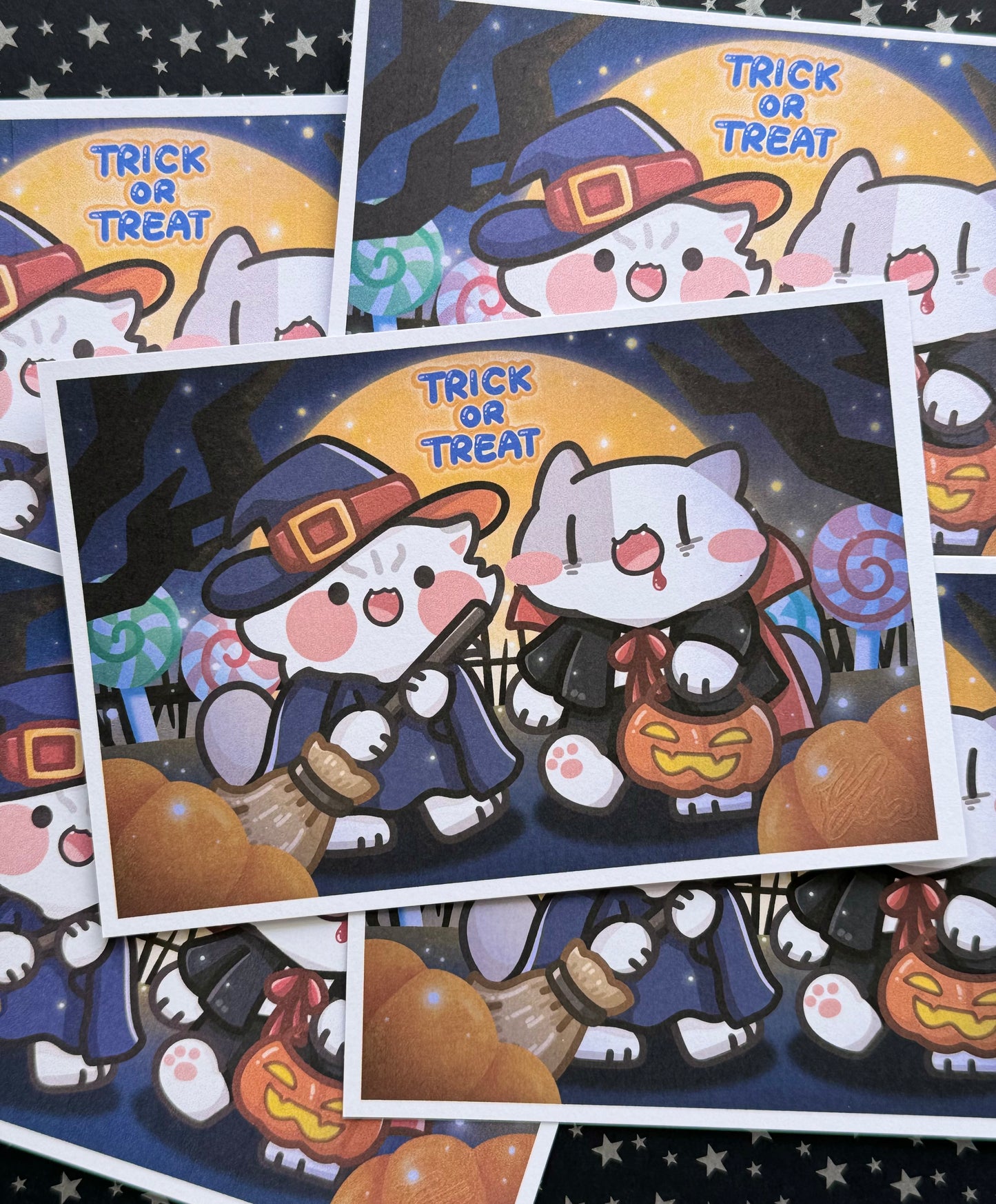 Halloween Trick or Treat Stickers and postcard