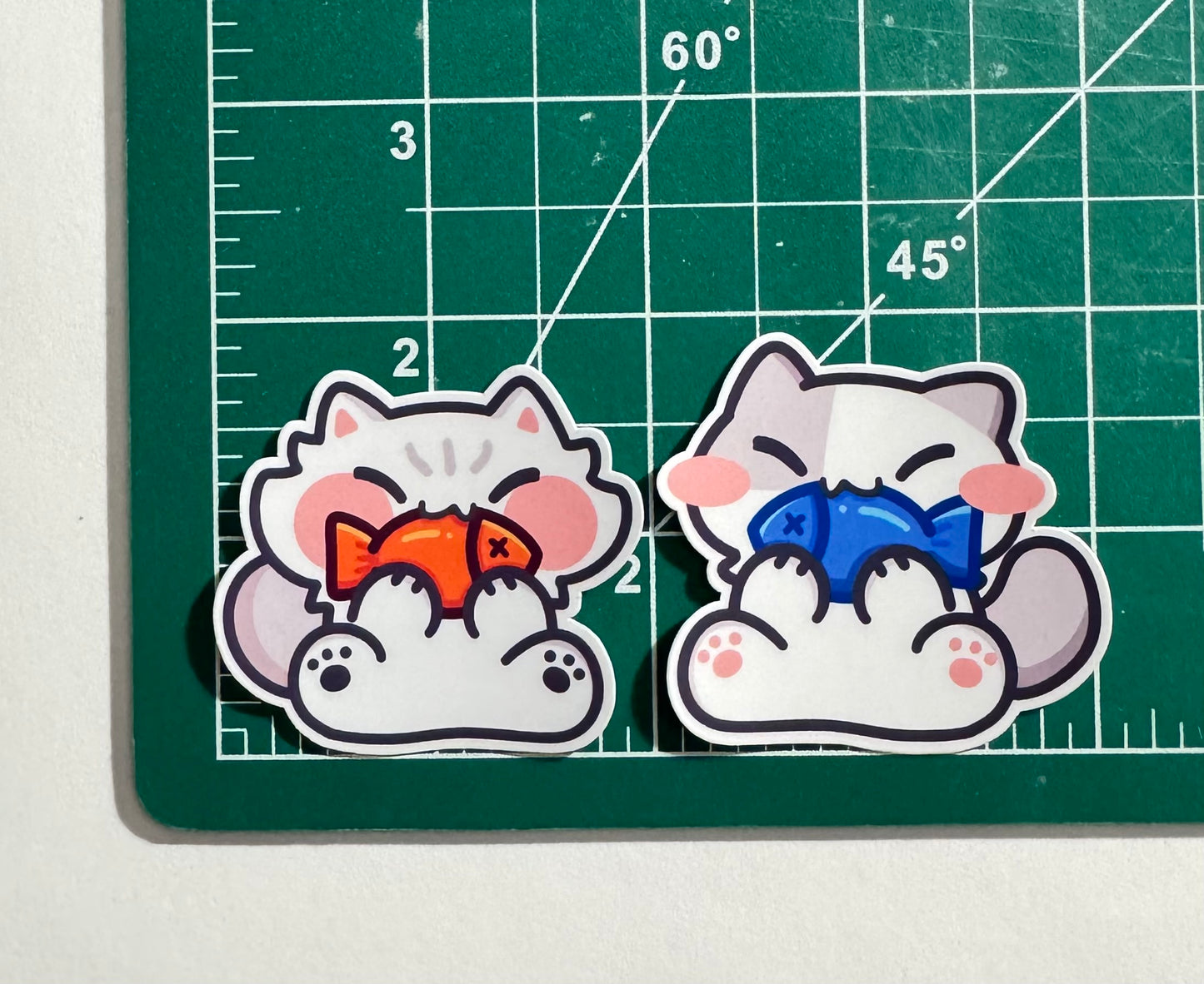 Cats eating fish Stickers