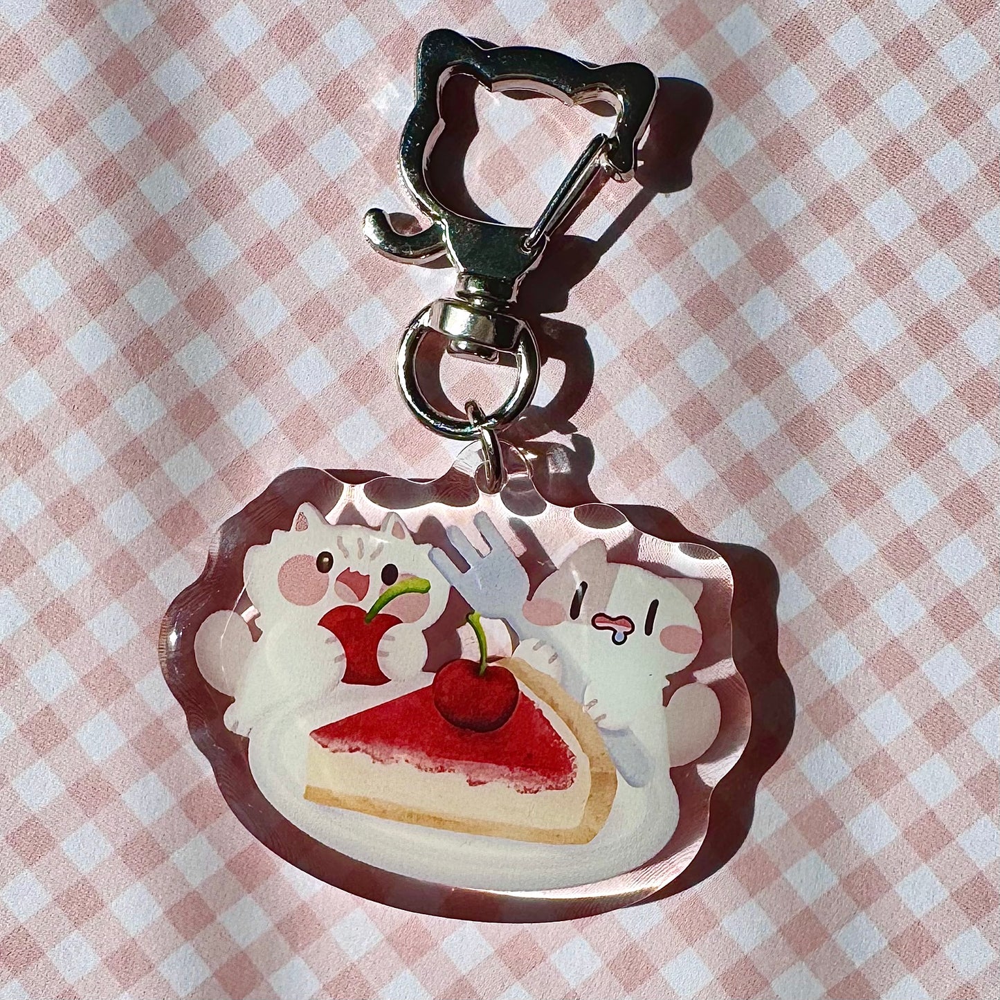 Cherry cheese cake Meow Keychain