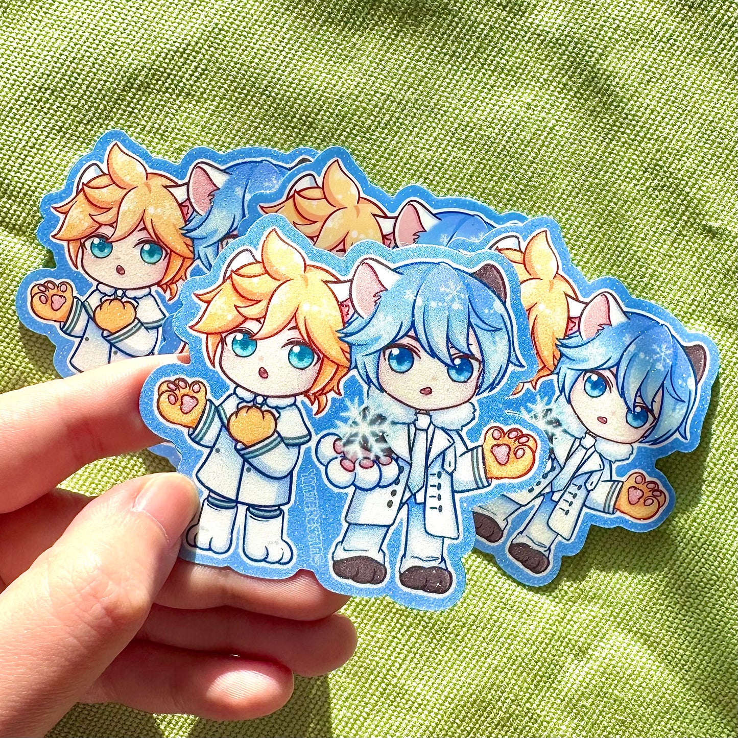 Len and Kaito Snowman Meow Sticker