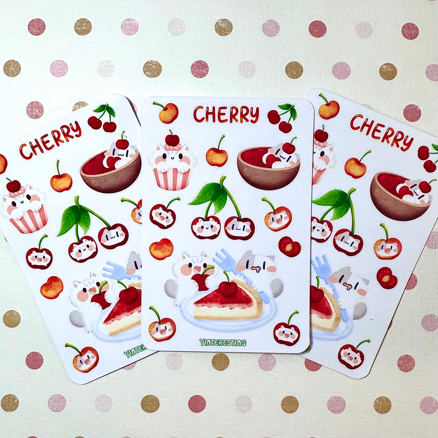 Cherry meow Sticker Sheet