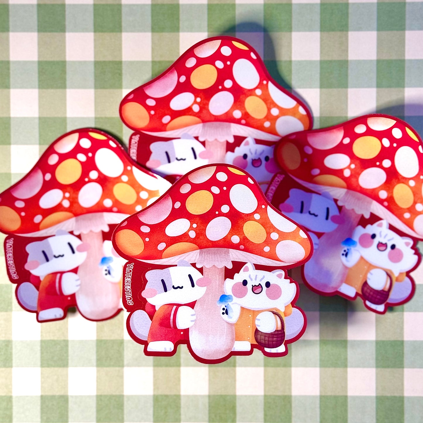Mushrooms cats Art Print and Sticker
