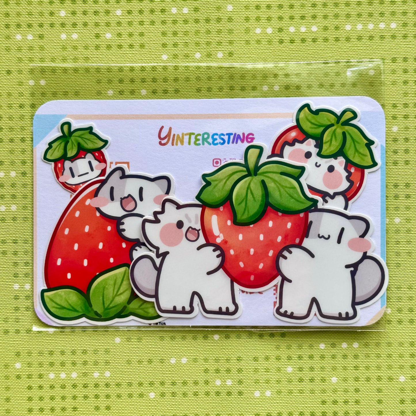 Strawberry meow Sticker Set