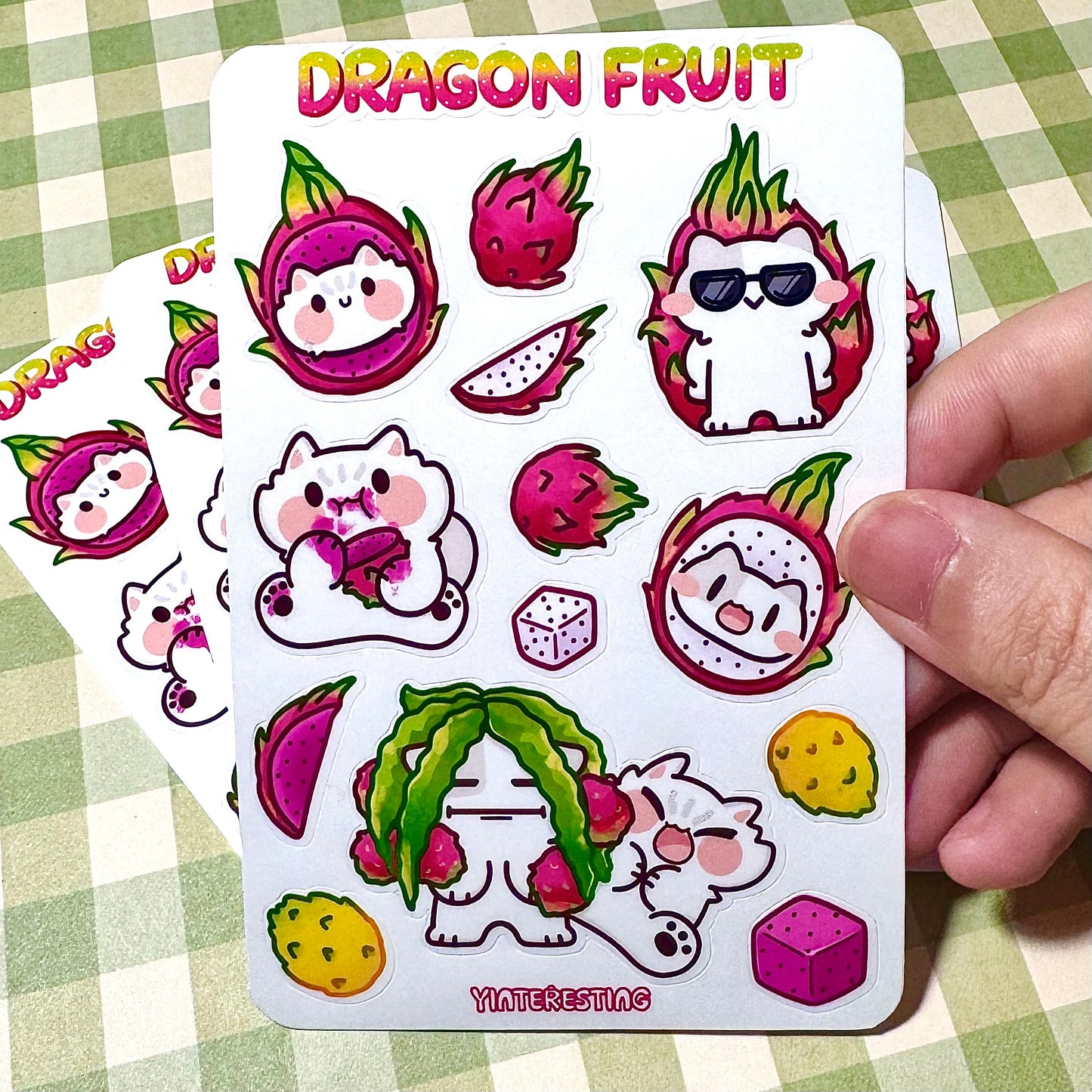 Dragon Fruit meow Sticker Sheet