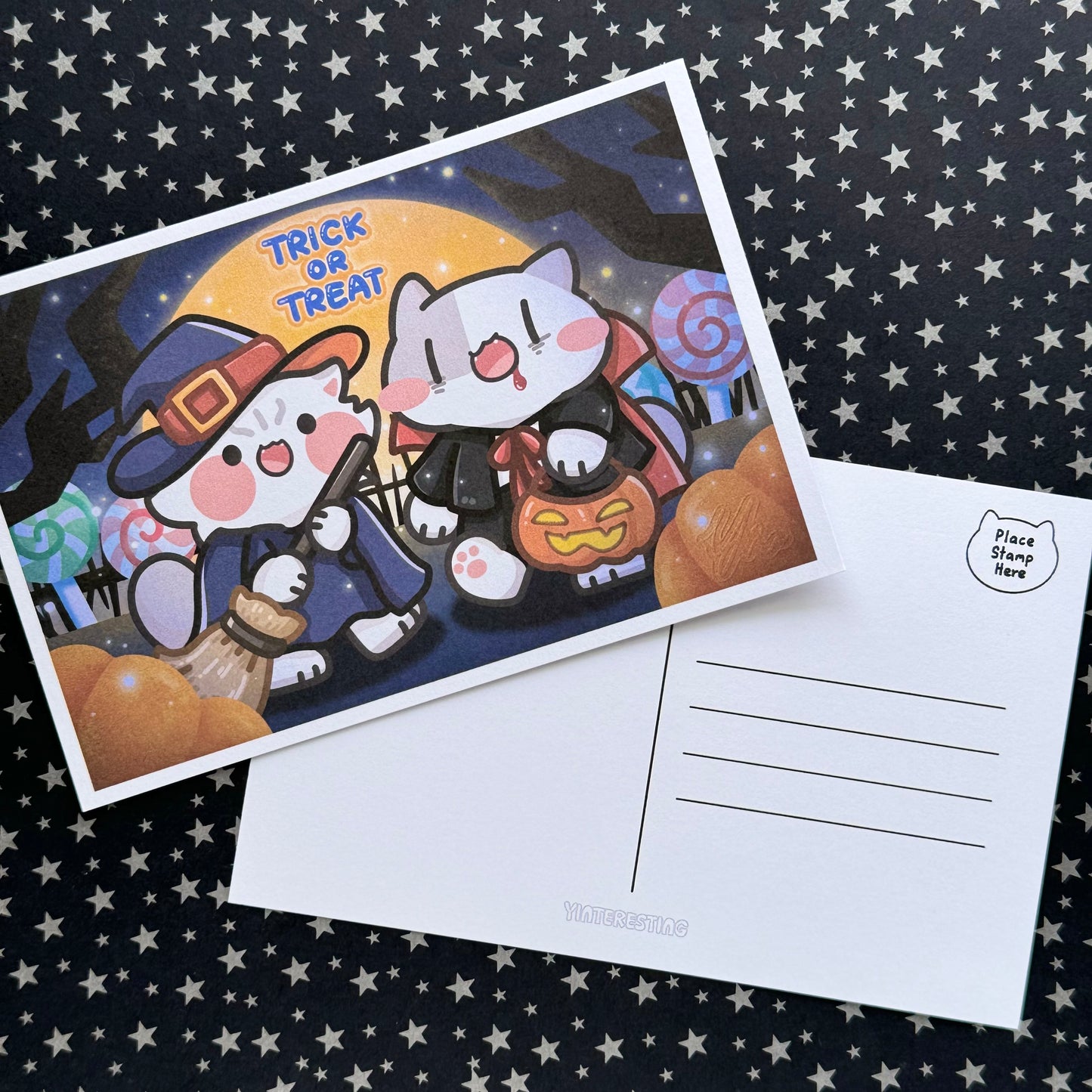 Halloween Trick or Treat Stickers and postcard