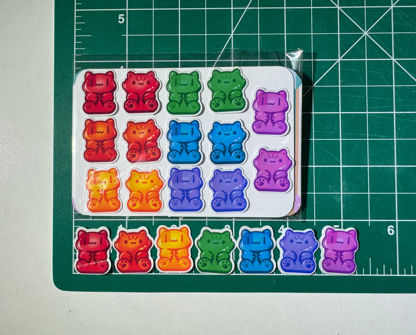 Gummy Cats clear Sticker Set