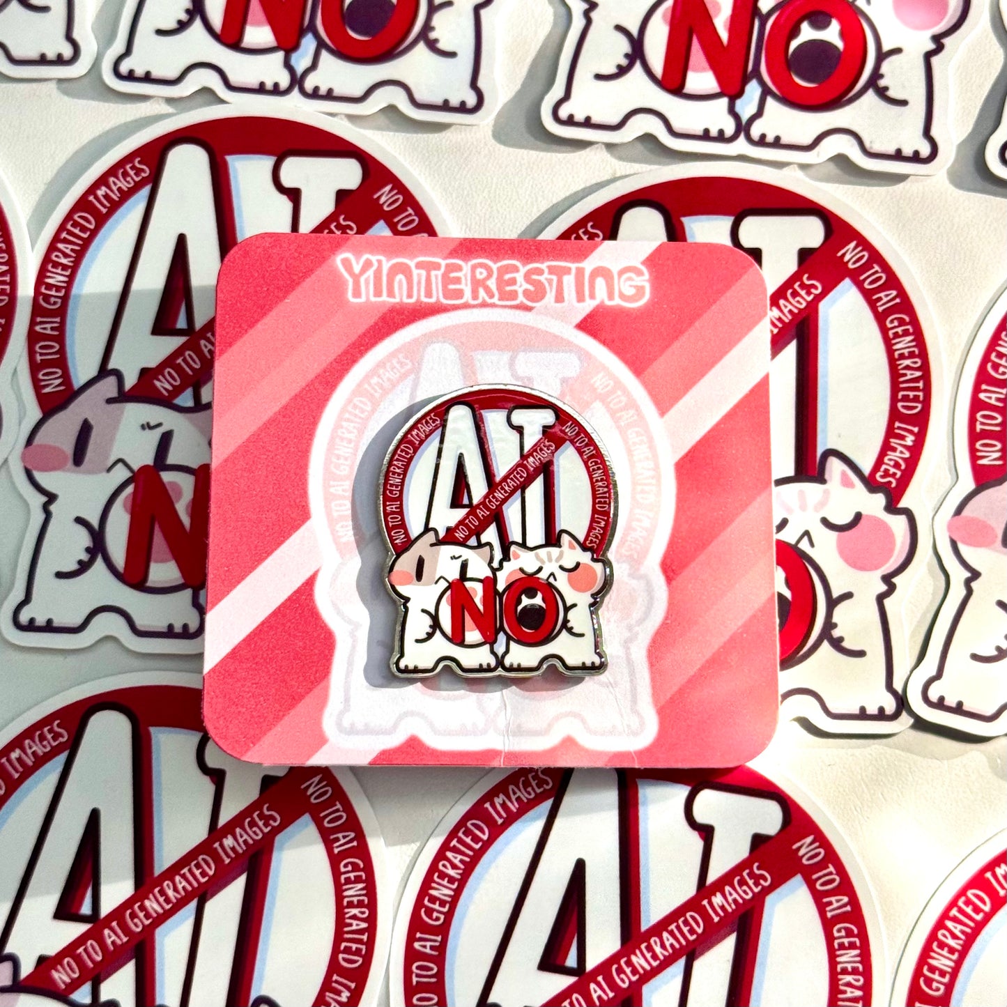 No to Ai Image Metal Pin