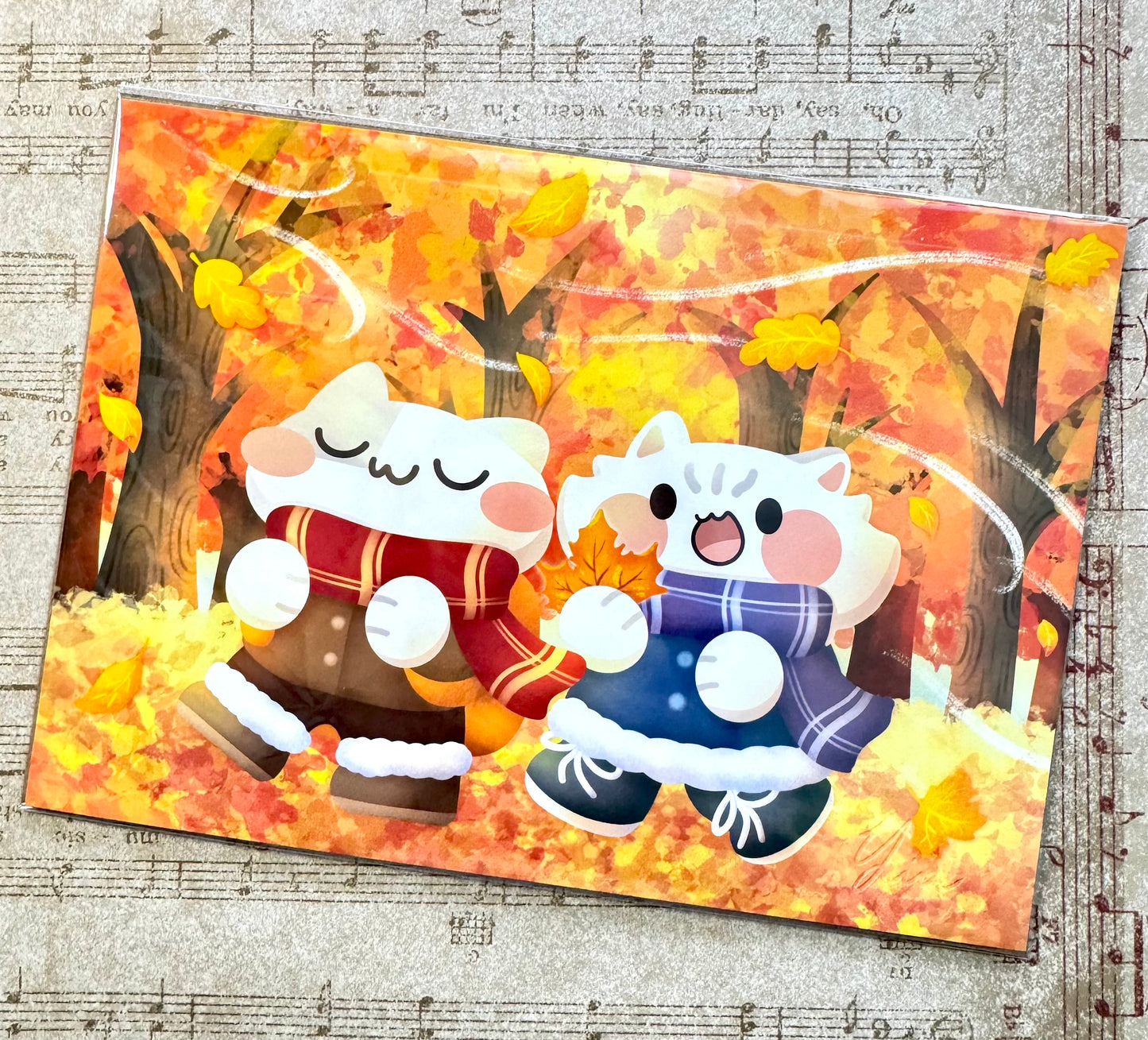 Autumn cats Art Print