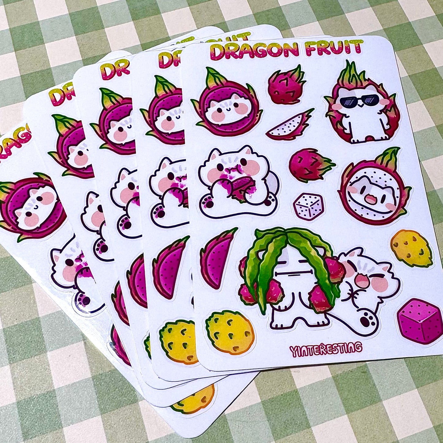 Dragon Fruit meow Sticker Sheet