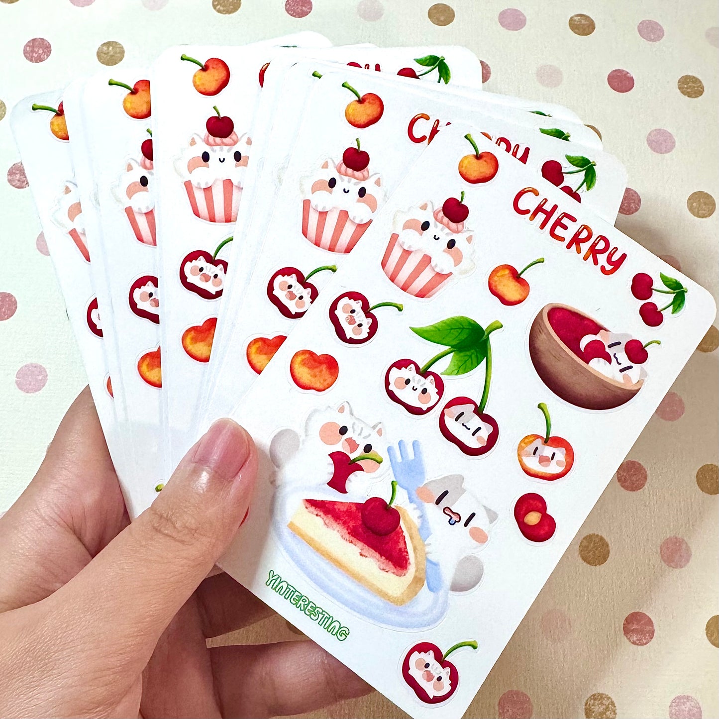 Cherry meow Sticker Sheet