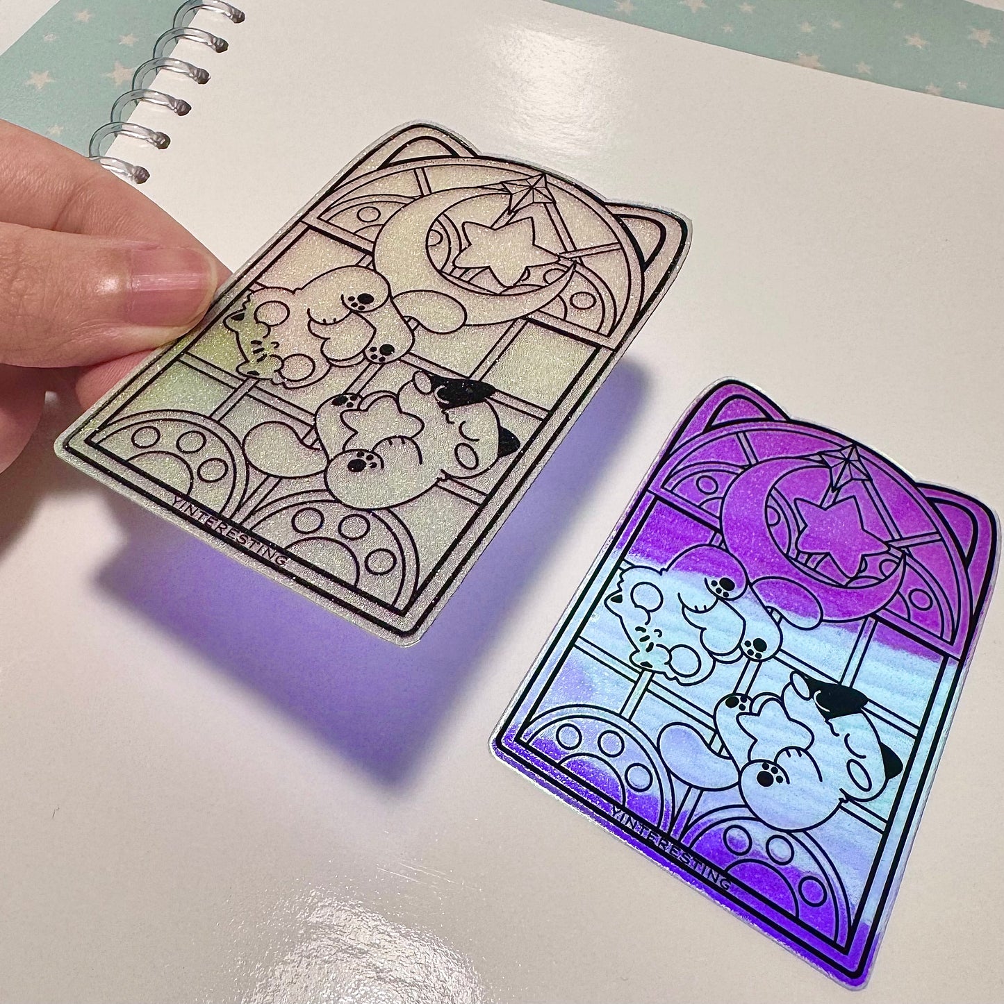 Stained Glass Meows Iridescent Sticker