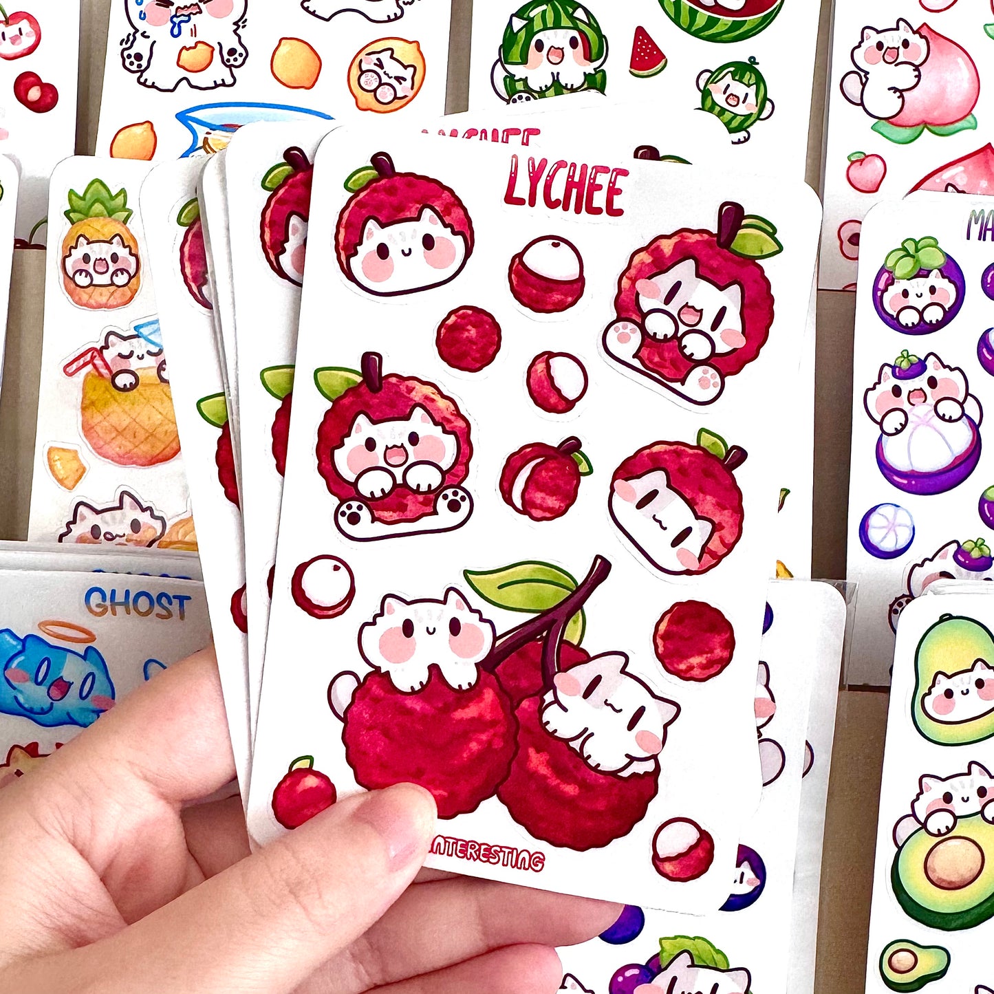 Lychee meow Sticker Sheet